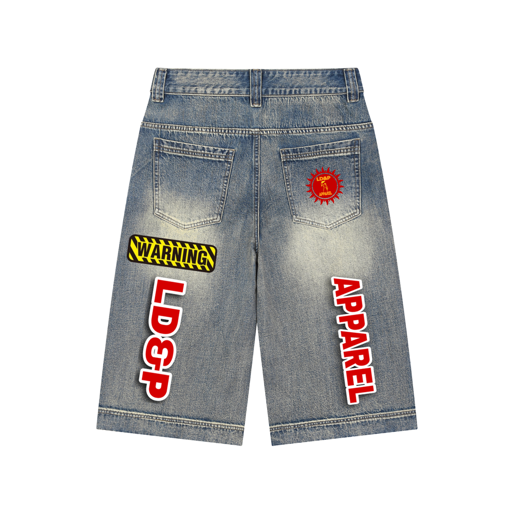 Vintage Wash Baggy Denim Shorts