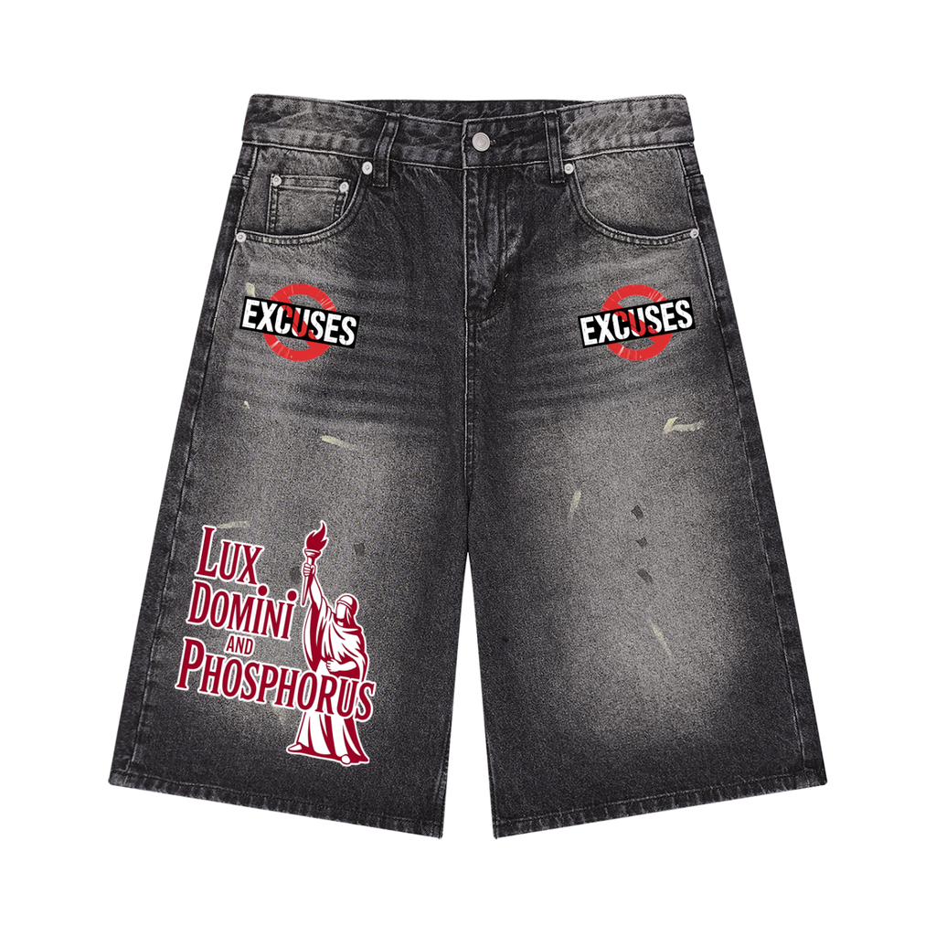 Men’s  LD&P APPAREL  Vintage Wash Wide Leg Denim Shorts