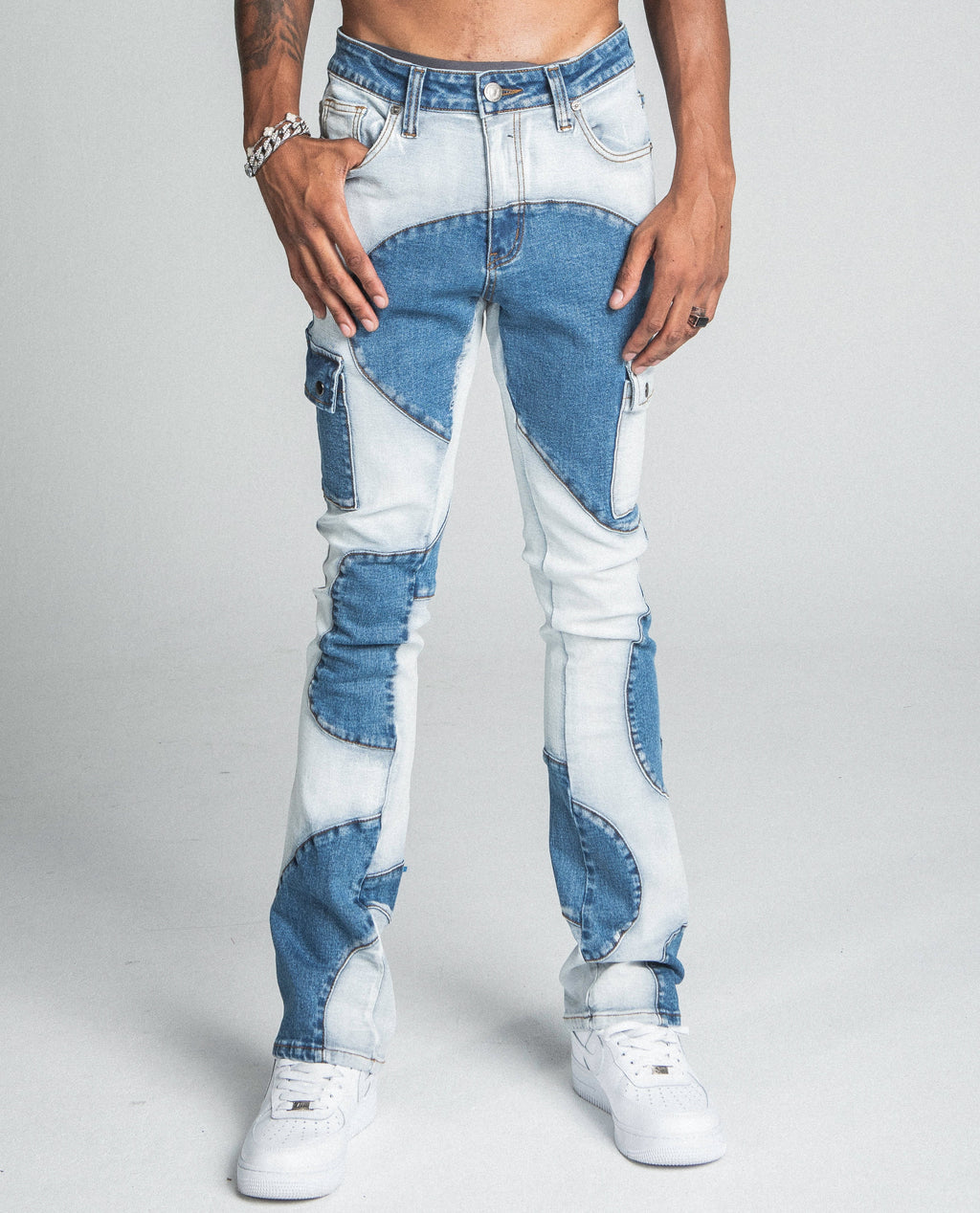 AJ40SK COLOR BLOCK STACKED JEANS