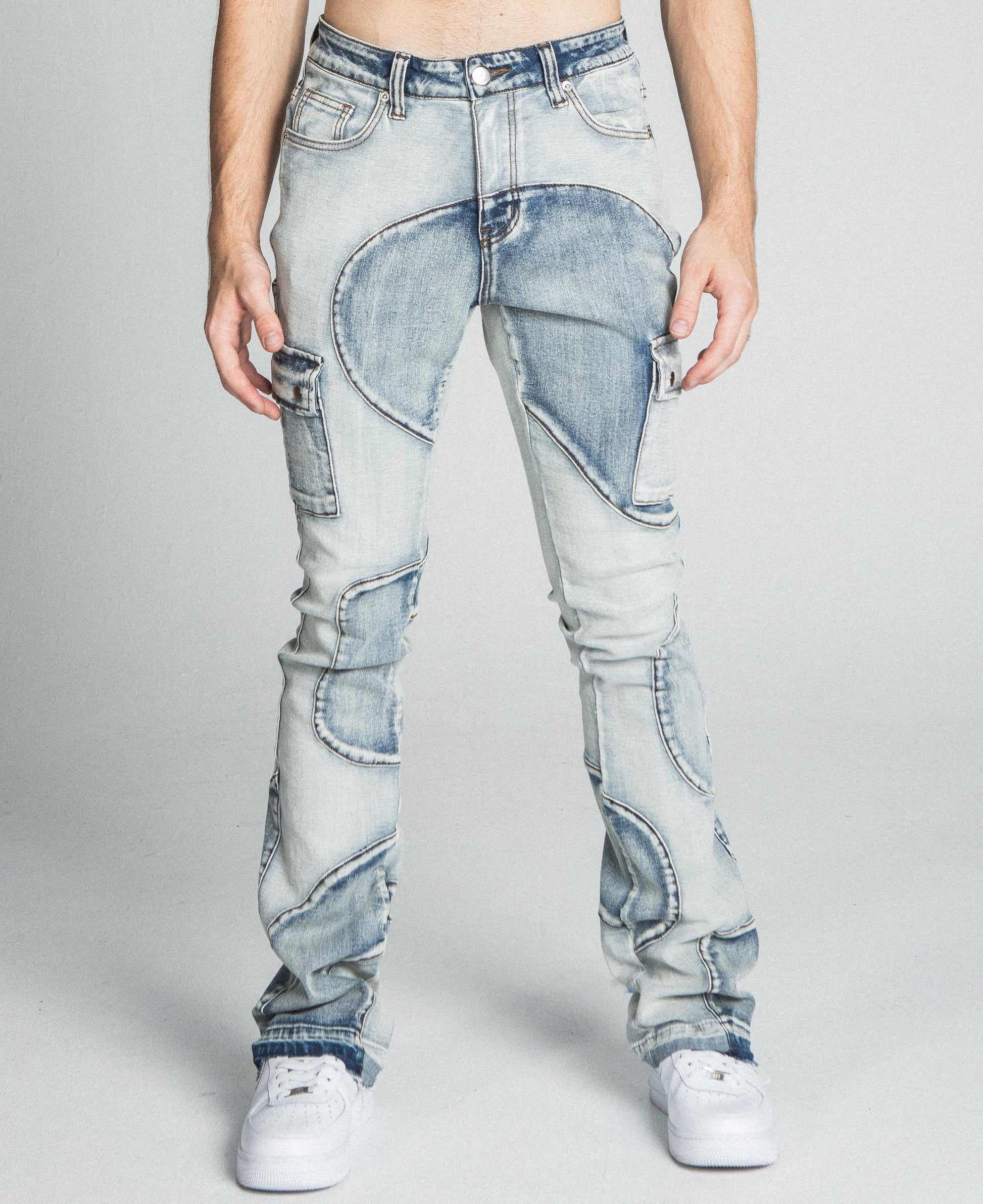 AJ40SK COLOR BLOCK STACKED JEANS