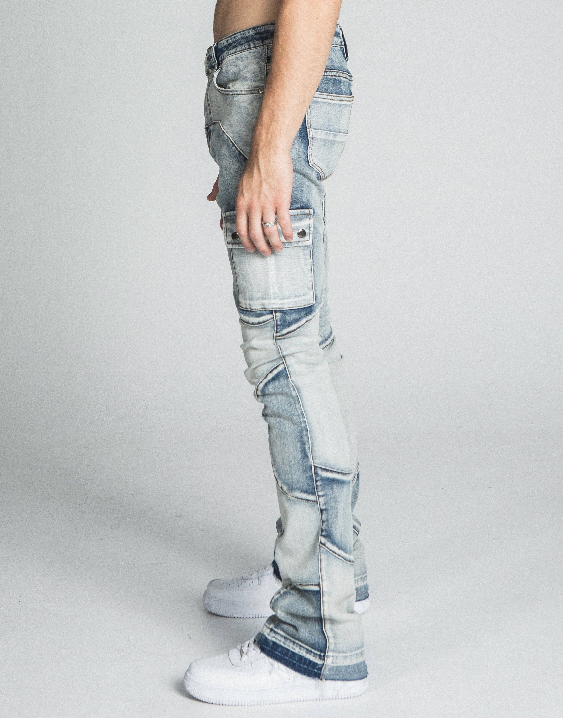 AJ40SK COLOR BLOCK STACKED JEANS