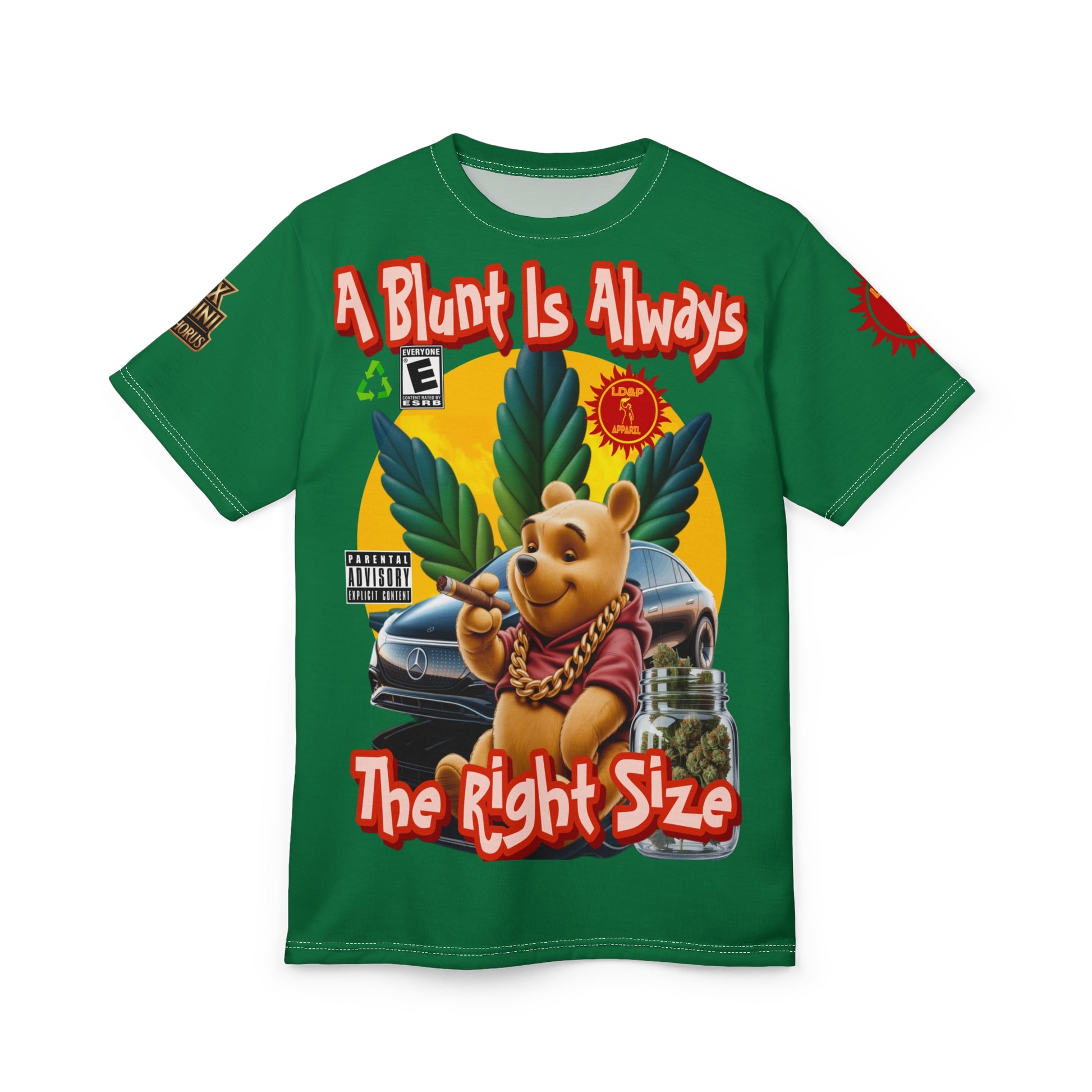 Cannabis Graphic Tee — "A Blunt Is Always The Right Size" LD&P APPAREL Green