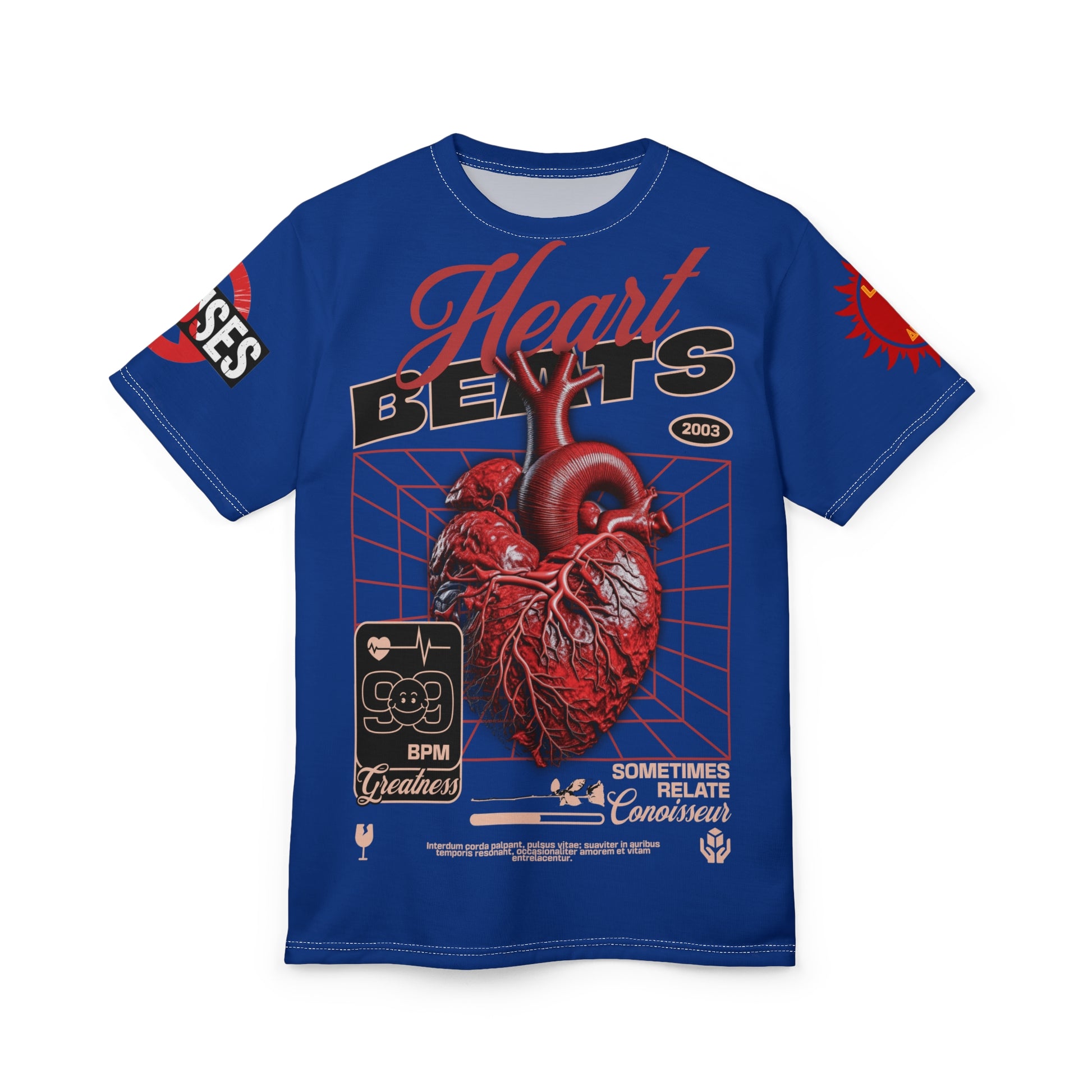 Heart Beats LD&P Apparel Design Graphic Tee Blue