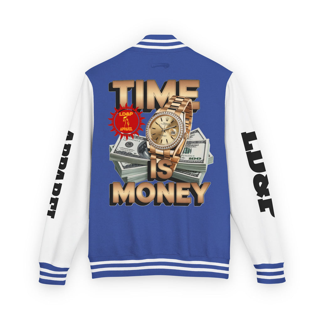 Unisex Heavyweight Letterman Jacket – Time is Money Design