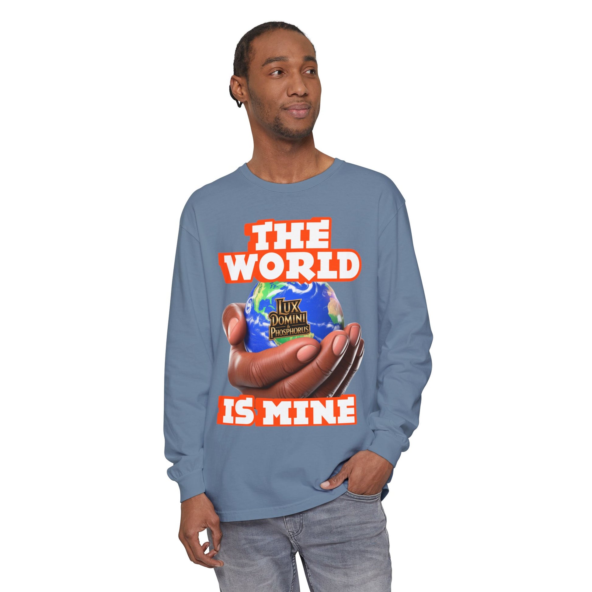 Garment-dyed Long Sleeve T-Shirt - The World Is Mine