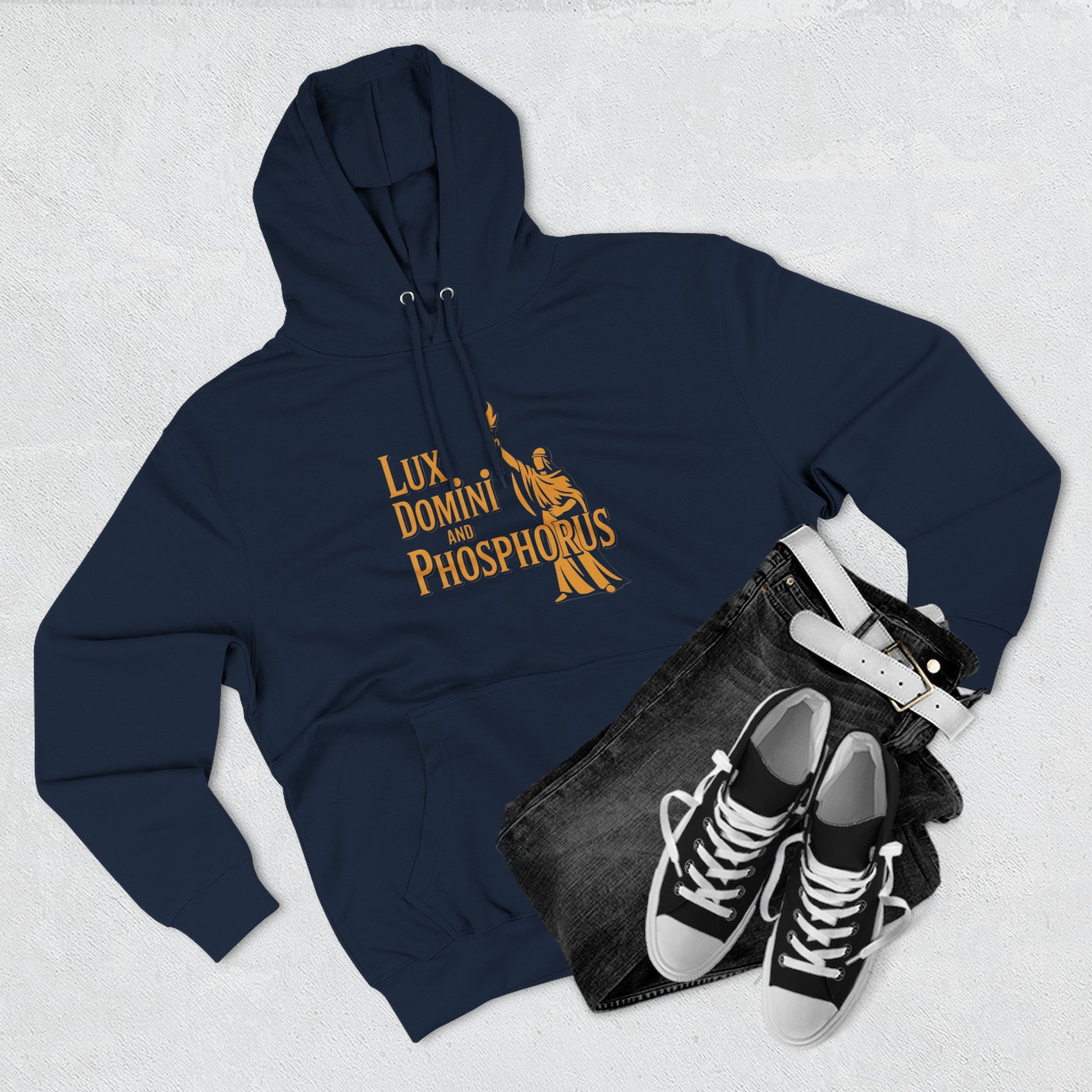 Fleece Hoodie Lux Domini and Phosphorus Apparel Design