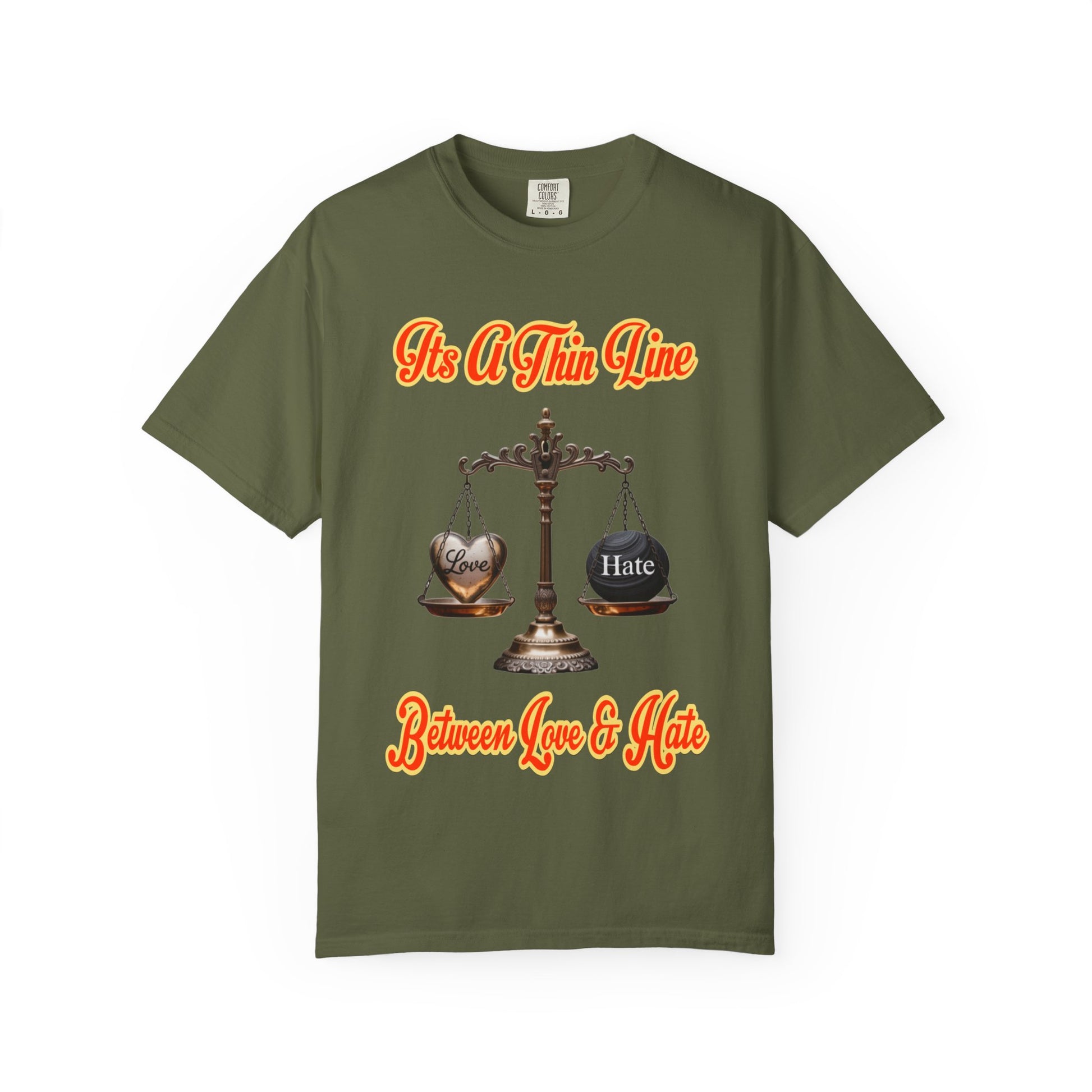 Garment-Dyed T-shirt Thin Line Love Hate LD&amp;P APPAREL Design