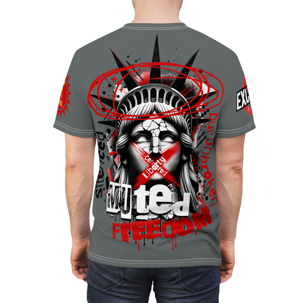Muted Freedom LD&P APPAREL DESIGN Graphic Tee Shirt Grey