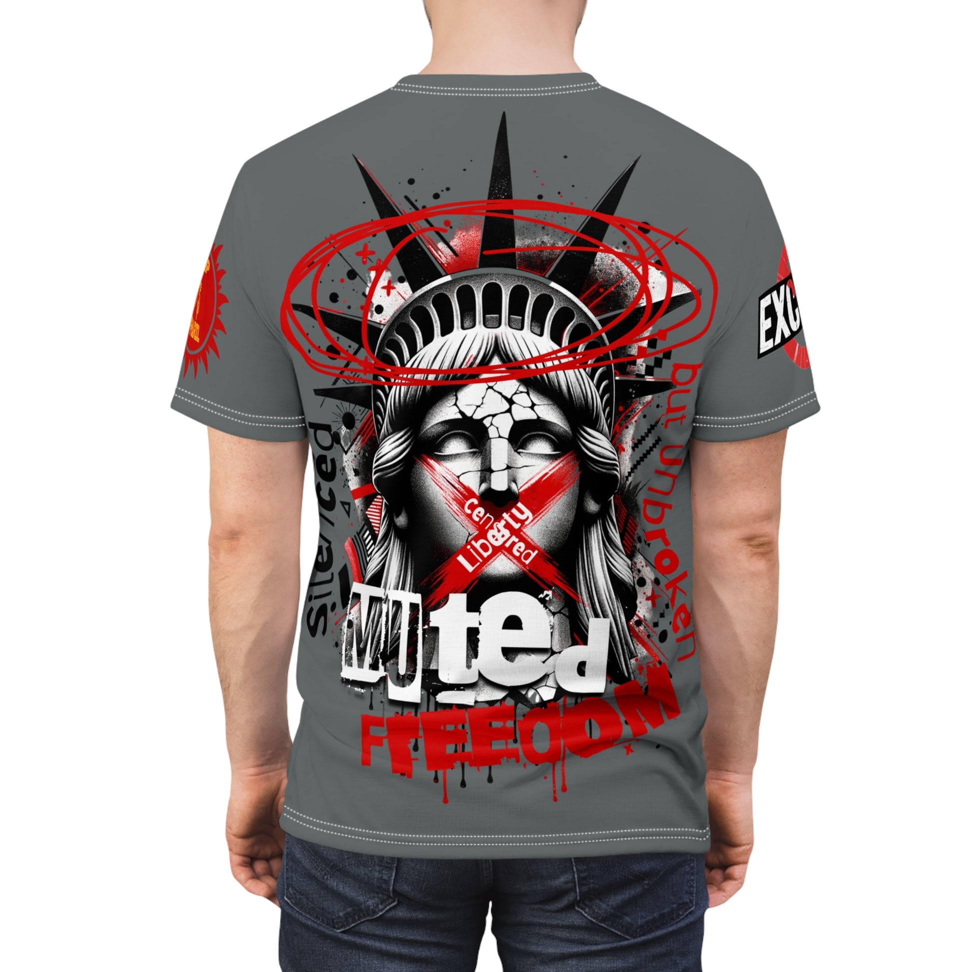 Muted Freedom LD&P APPAREL DESIGN Graphic Tee Shirt Grey