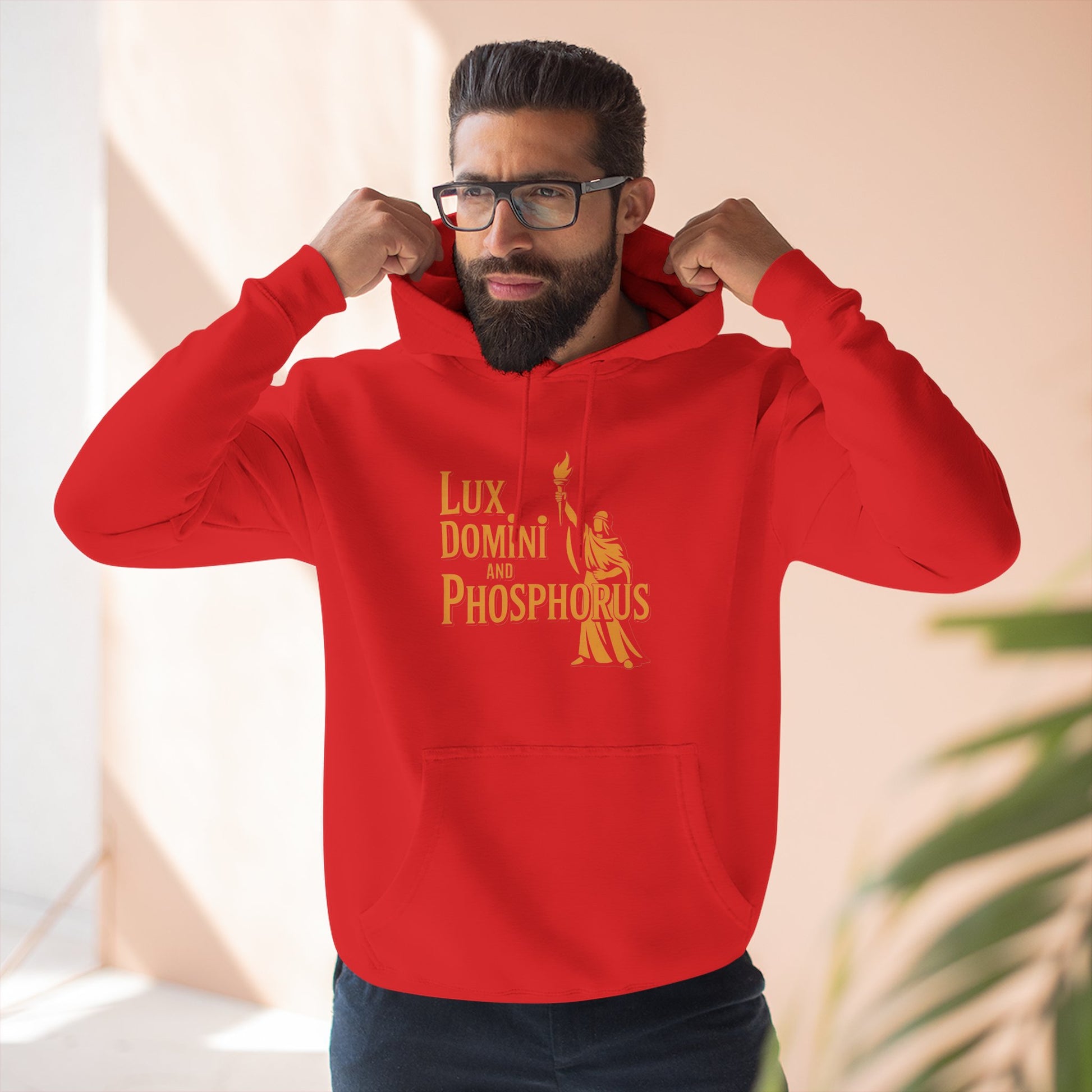 Fleece Hoodie Lux Domini and Phosphorus Apparel Design