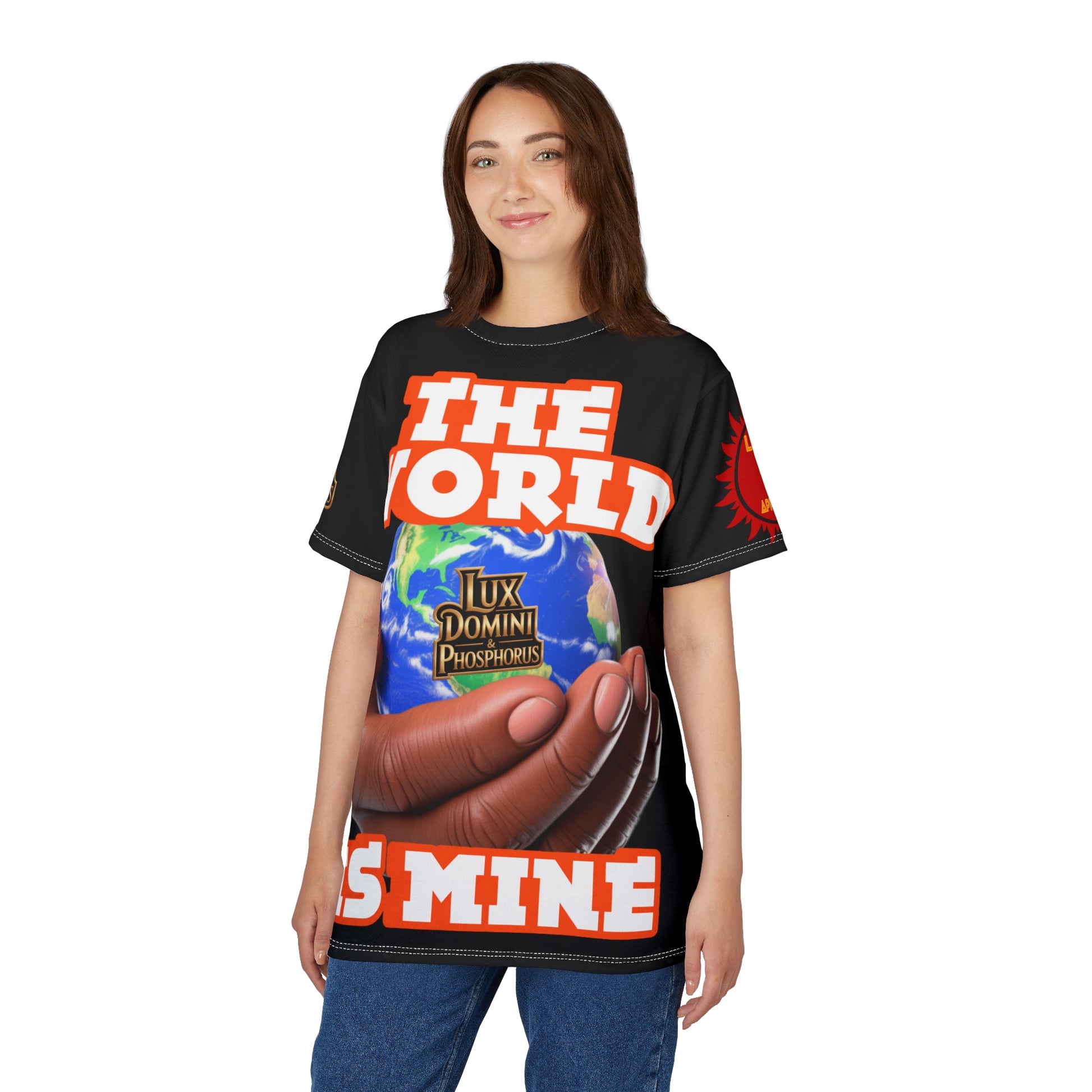 Tee - The World Is Mine Graphic Print Unisex Cut & Sew Tee