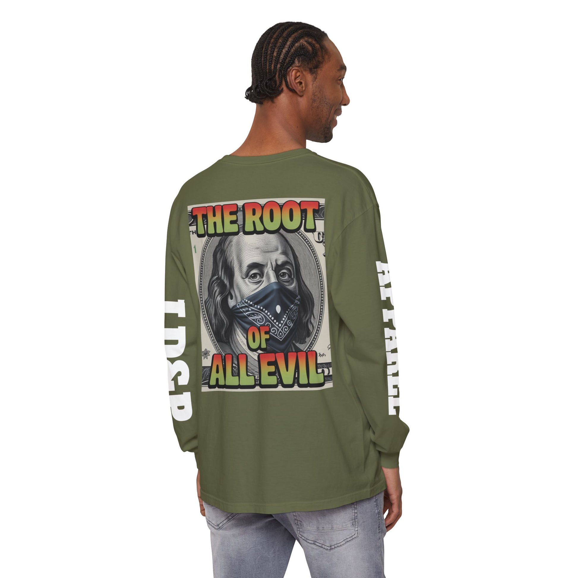 Garment-Dyed Long Sleeve T-Shirt The Root of Evil