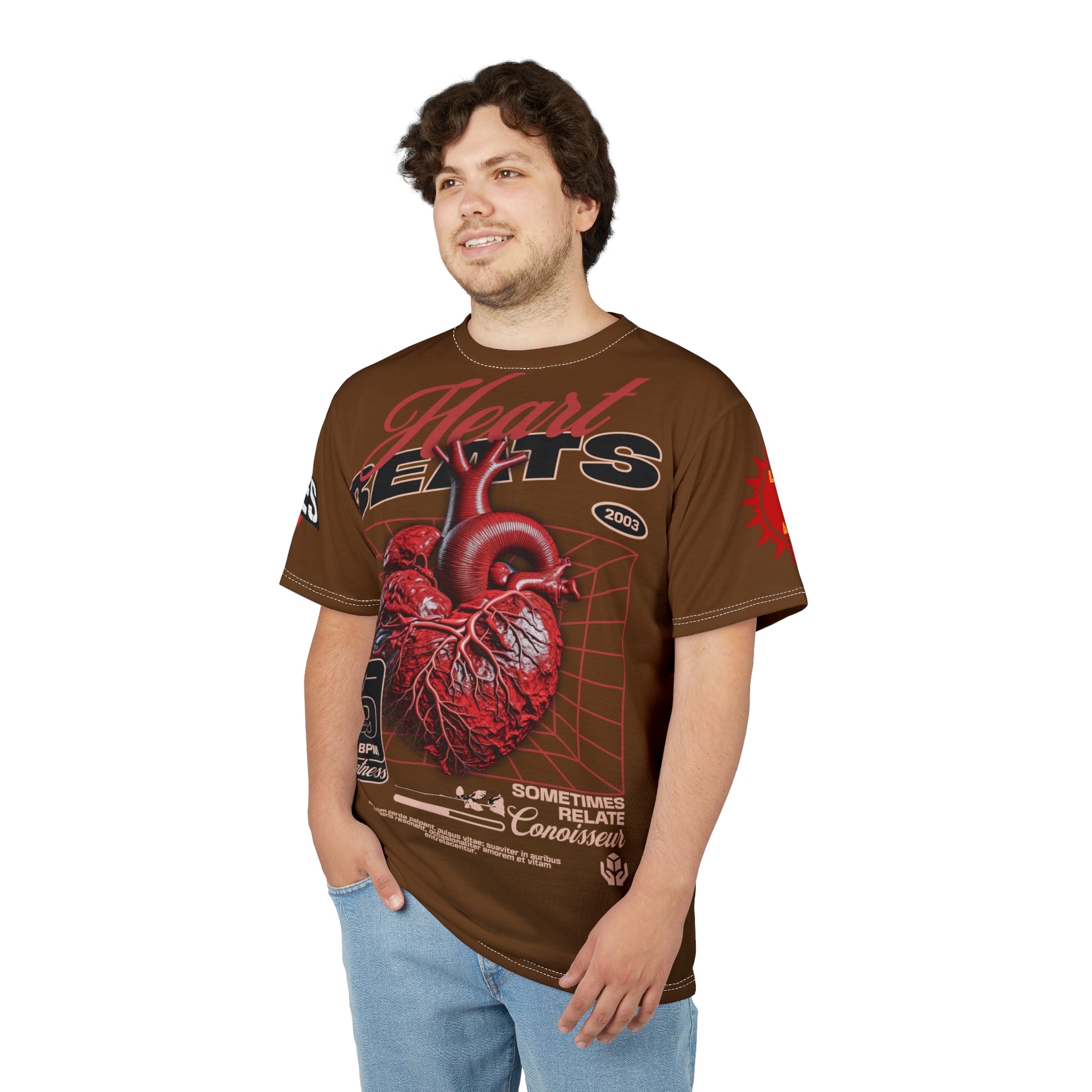Heart Beats LD&P Apparel Design Graphic Tee Brown