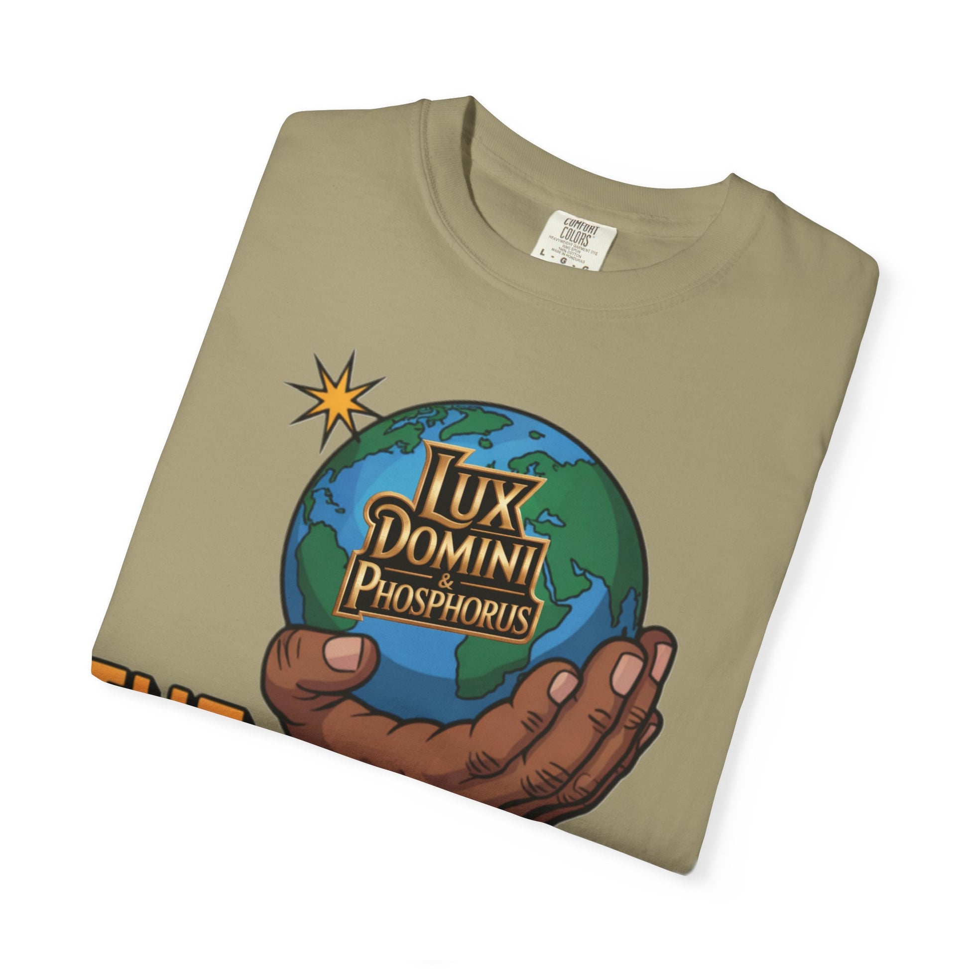 Unisex T-shirt Lux Domini and Phosphoros The World is Mine Design