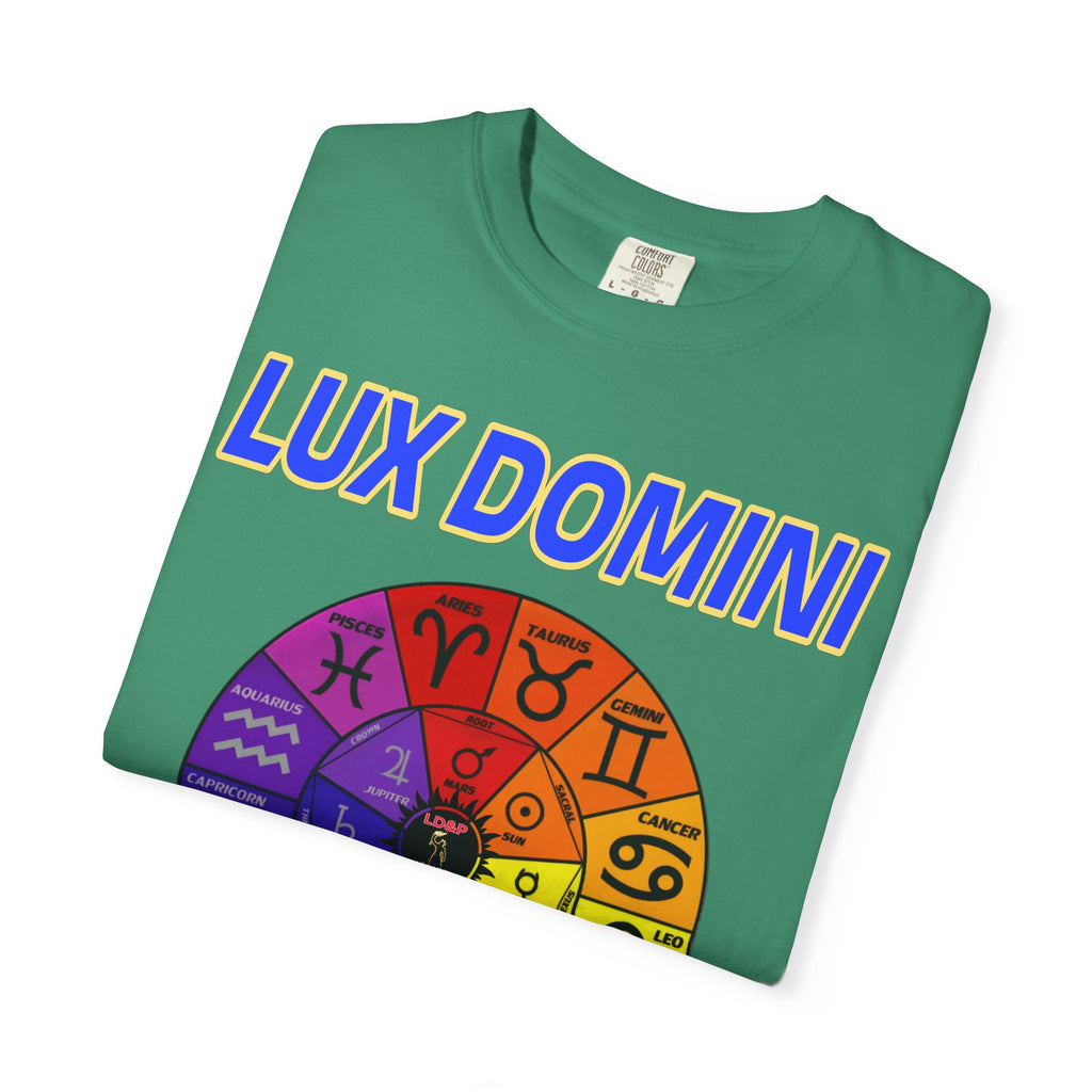 Unisex T-shirt Lux Domini and Phosphorus Zodiac Wheel Design