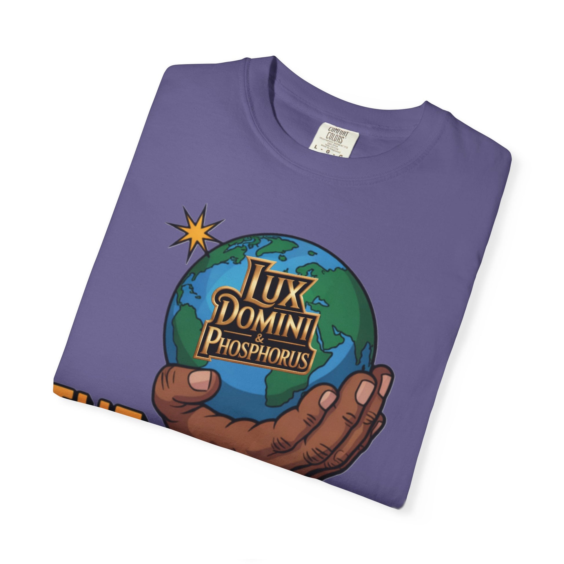 Unisex T-shirt Lux Domini and Phosphoros The World is Mine Design