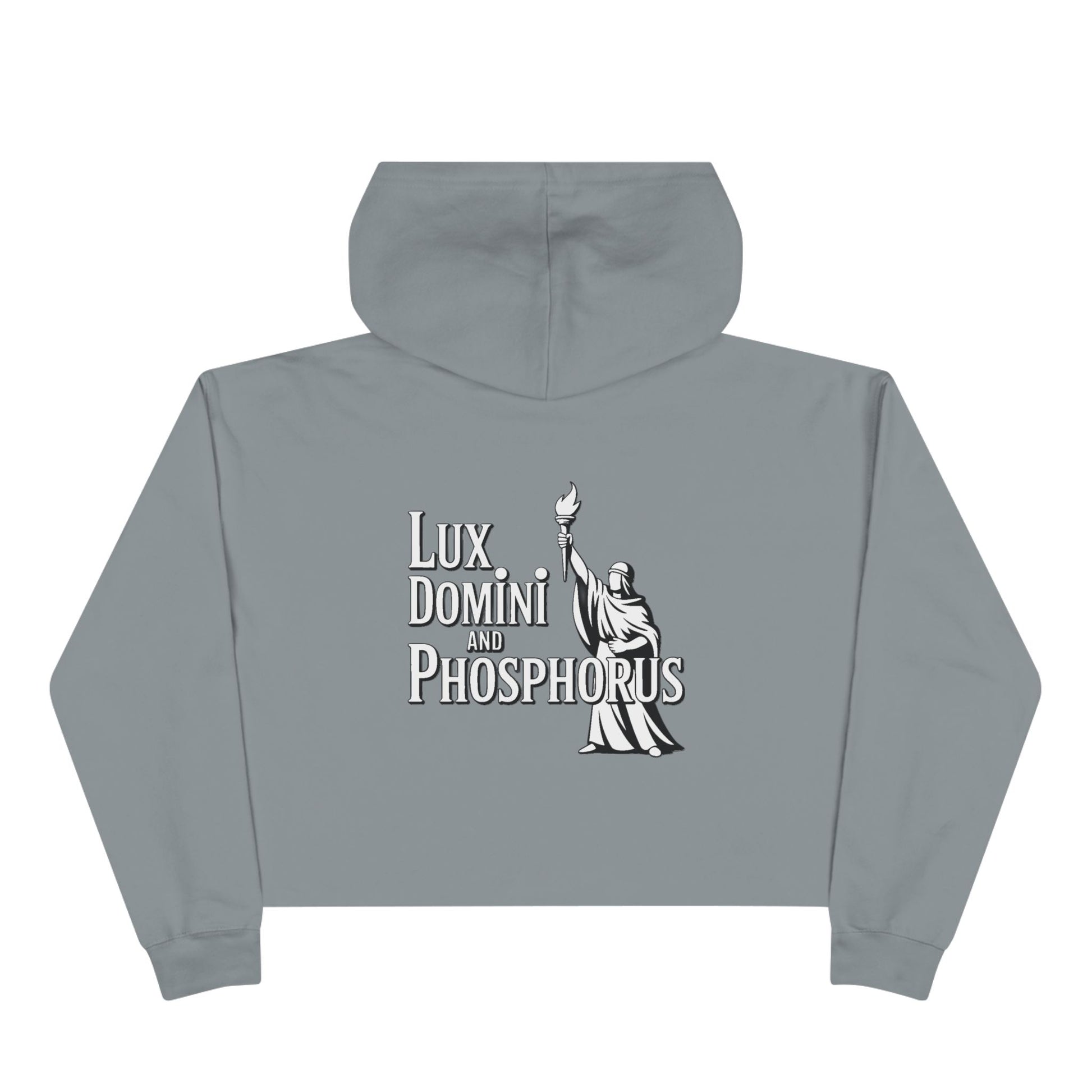 Lux Domini & Phosphorus Crop Hoodie — Gothic Latin Graphic