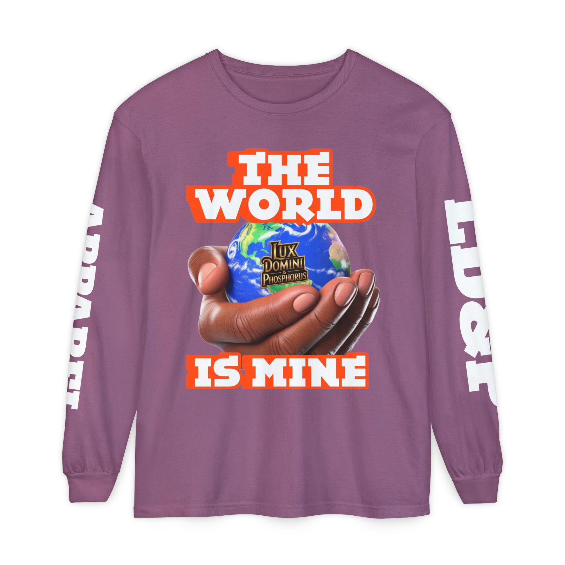 Garment-dyed Long Sleeve T-Shirt - The World Is Mine