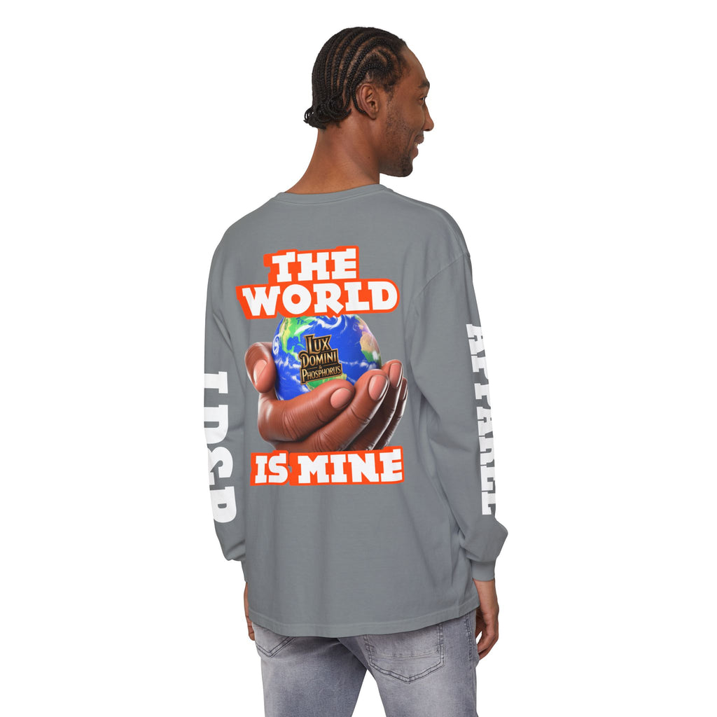 Garment-dyed Long Sleeve T-Shirt - The World Is Mine