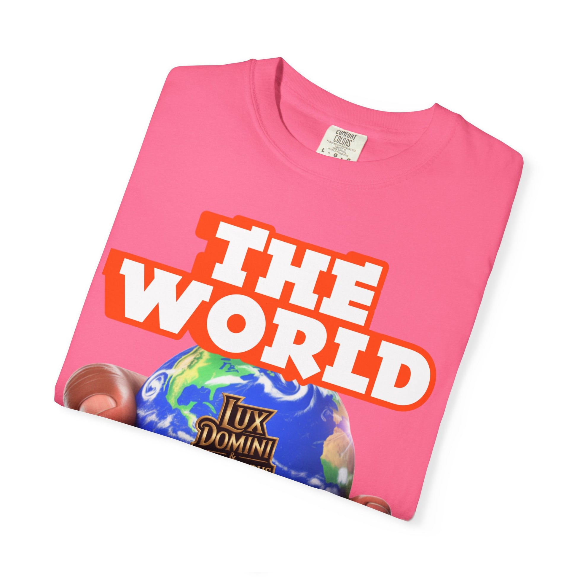 Unisex T-shirt Lux Domini and Phosphoros The World is Mine Design