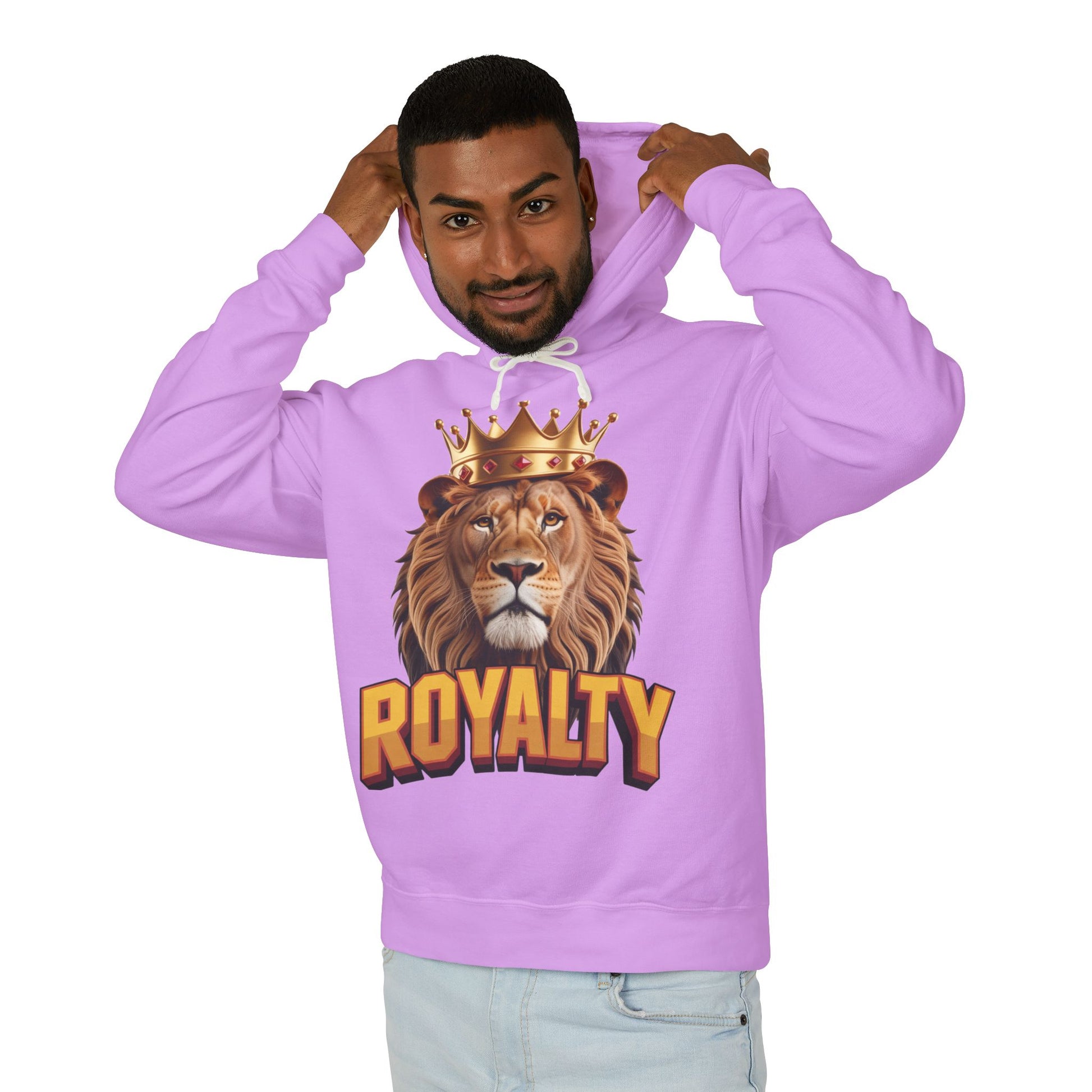 Royalty Lion Hooded Sweatshirt, Unisex Lightweight Pullover, King of the Jungle Sweatshirt, Animal Lover Gift, Cool Casual Wear