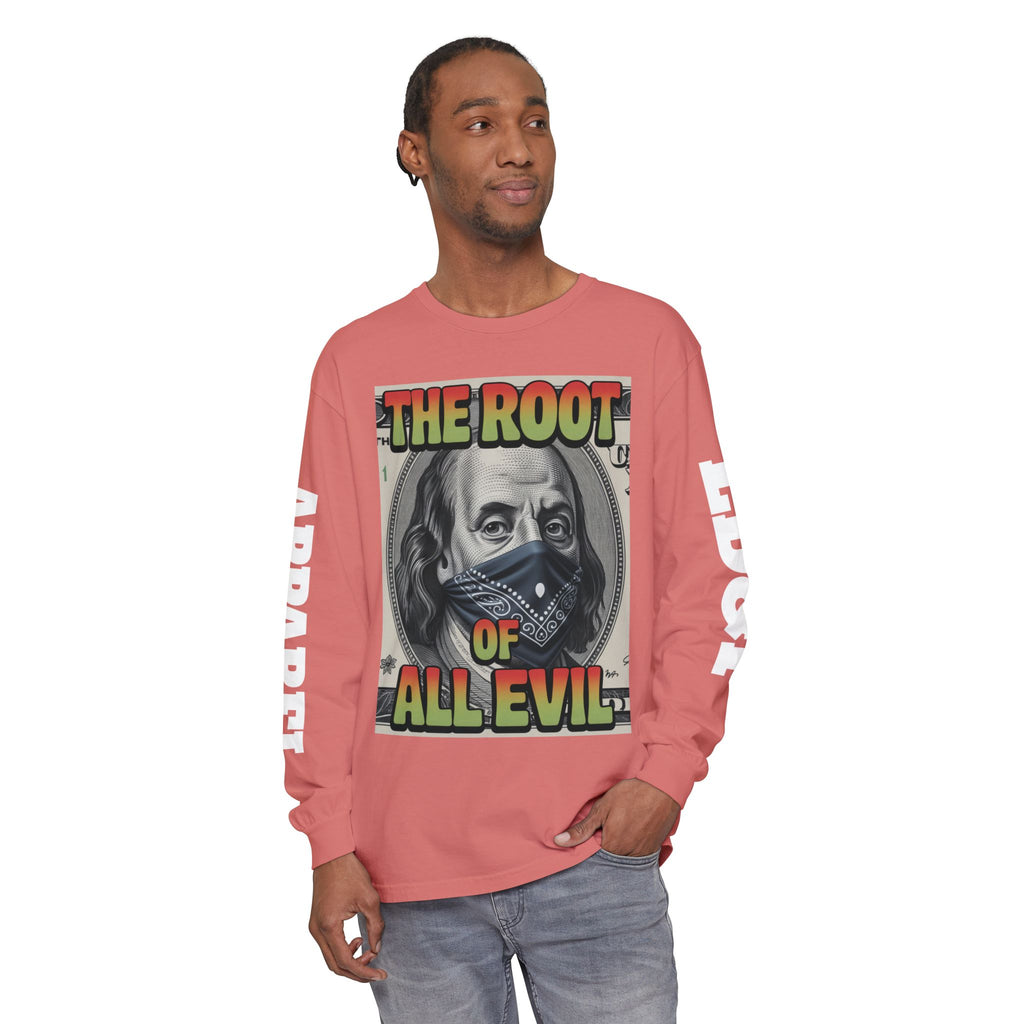Garment-Dyed Long Sleeve T-Shirt The Root of Evil