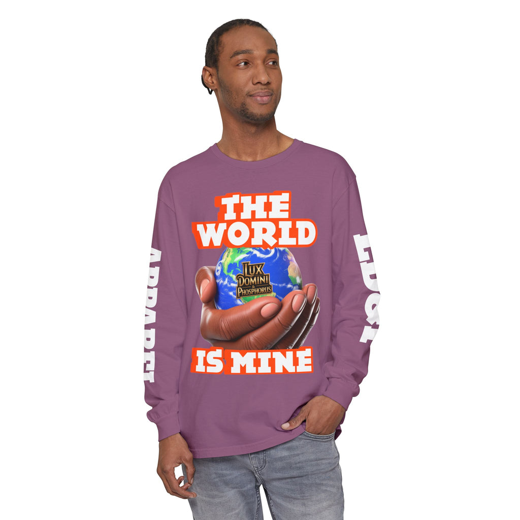 Garment-dyed Long Sleeve T-Shirt - The World Is Mine