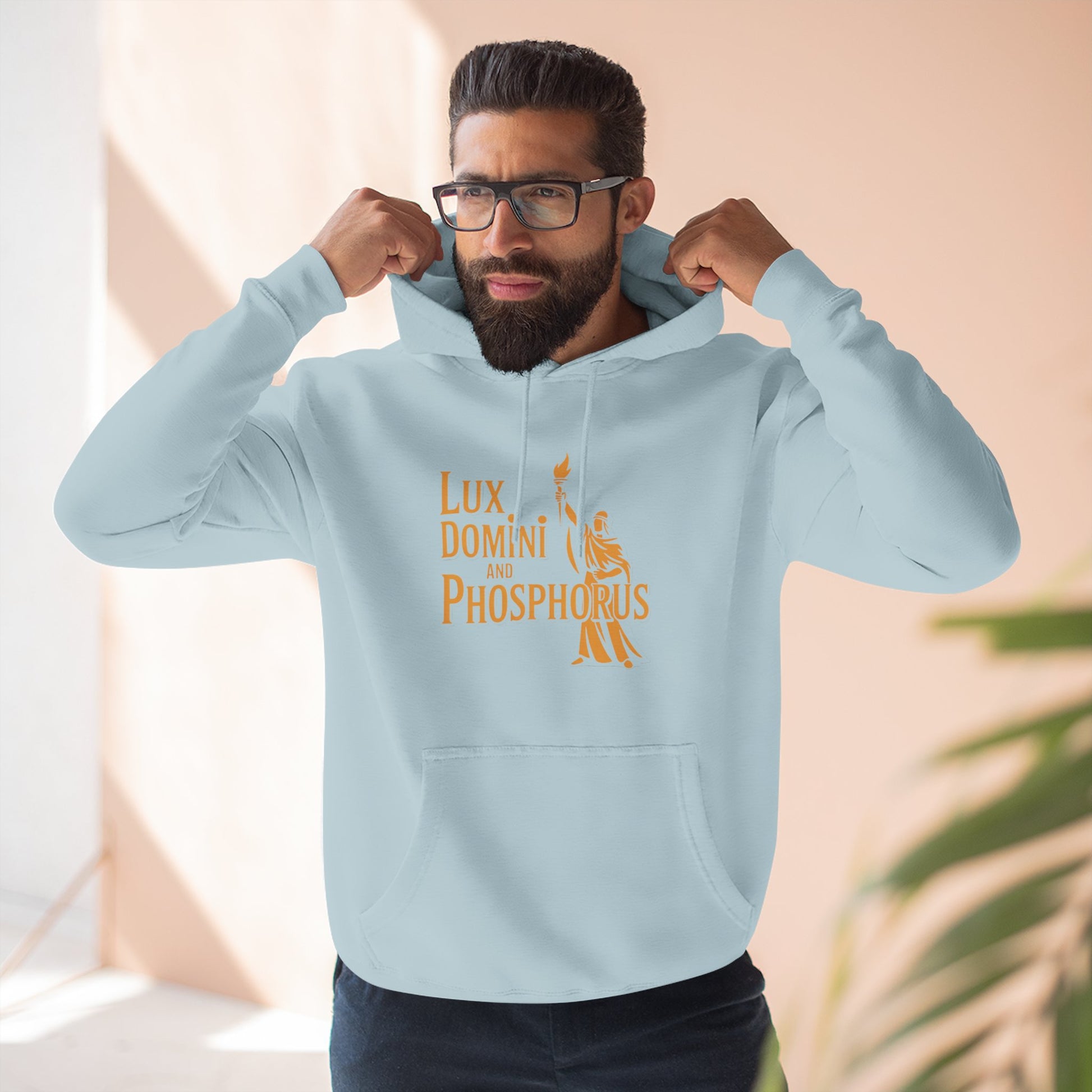 Fleece Hoodie Lux Domini and Phosphorus Apparel Design