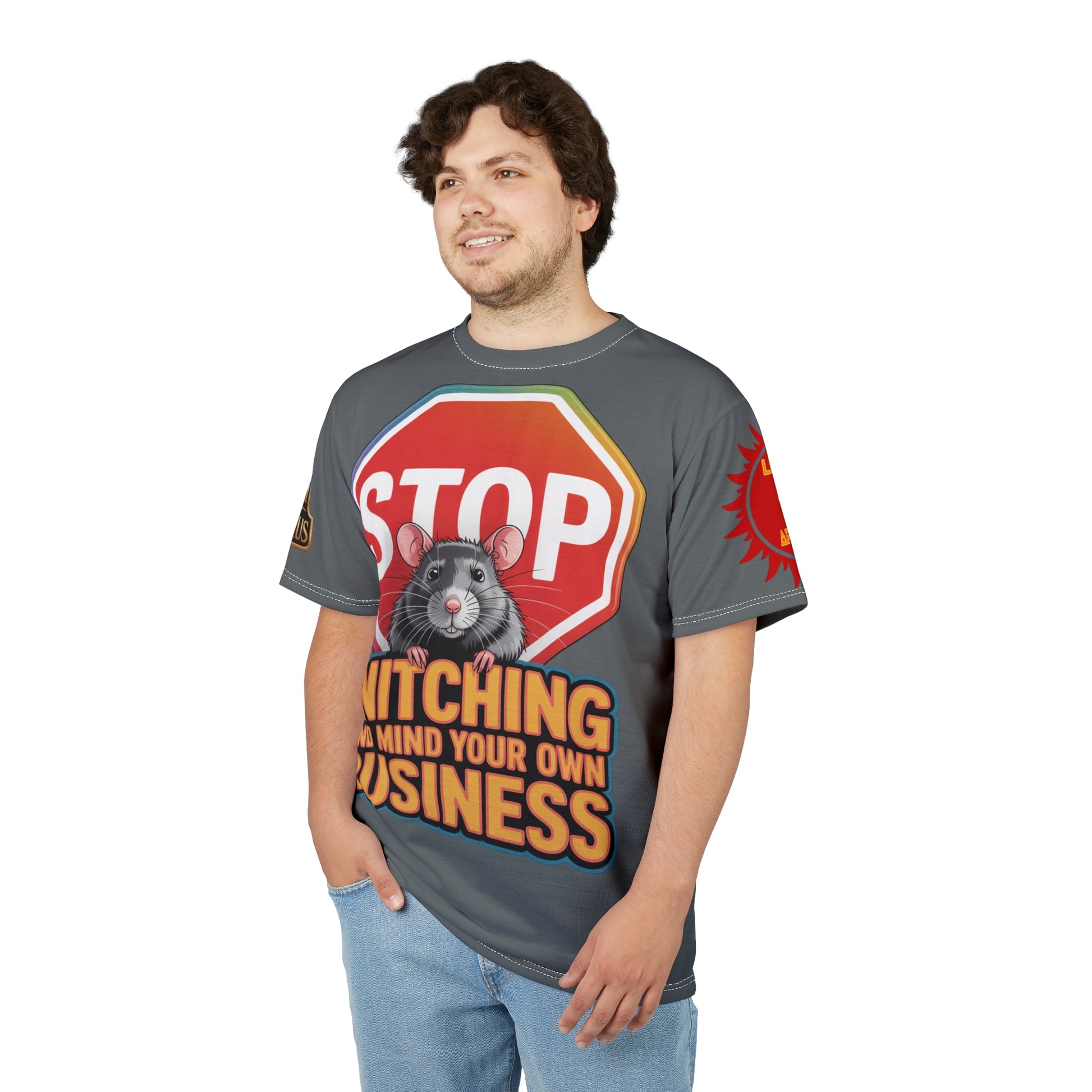 Grey Stop Snitching Print Unisex Cut & Sew Tee