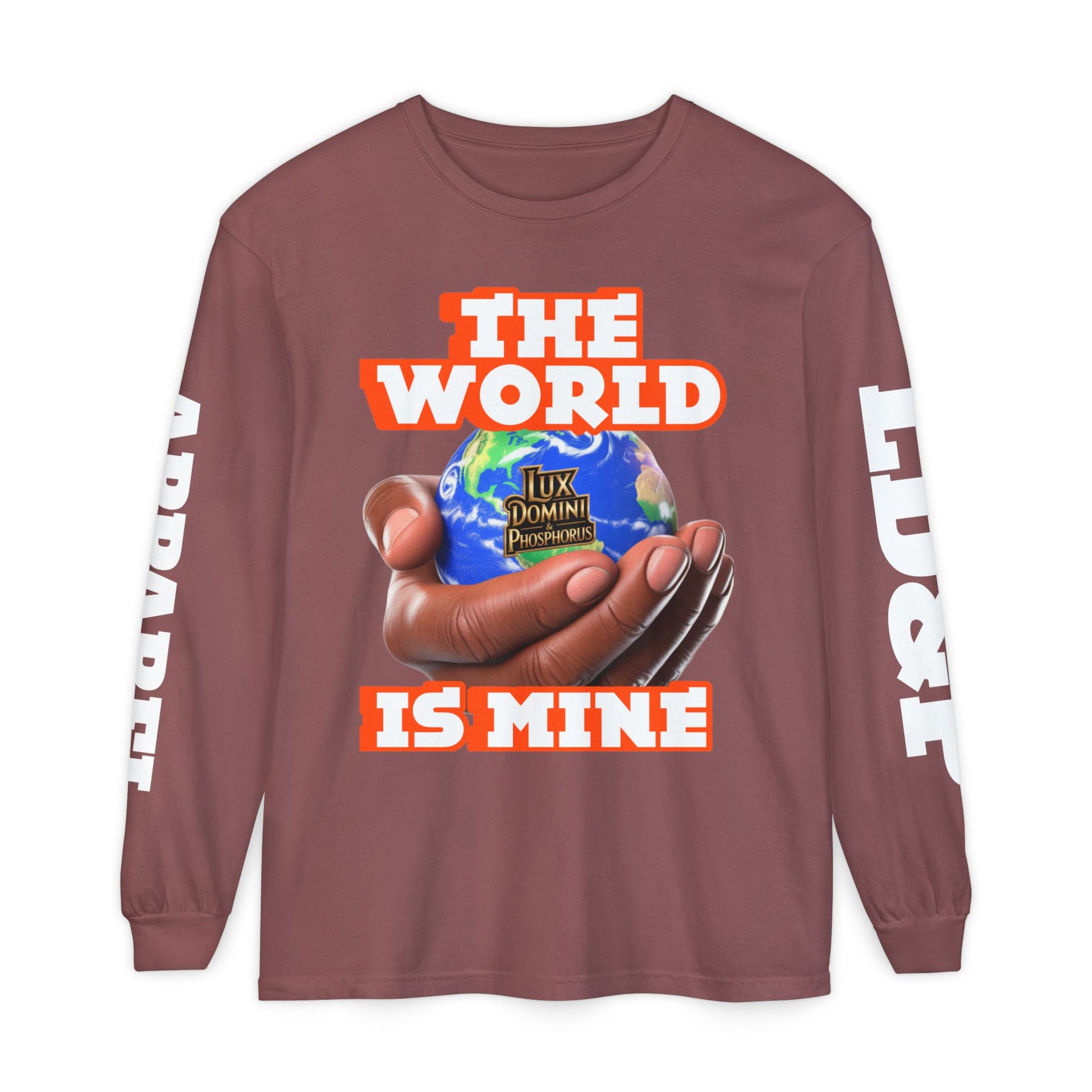 Garment-dyed Long Sleeve T-Shirt - The World Is Mine