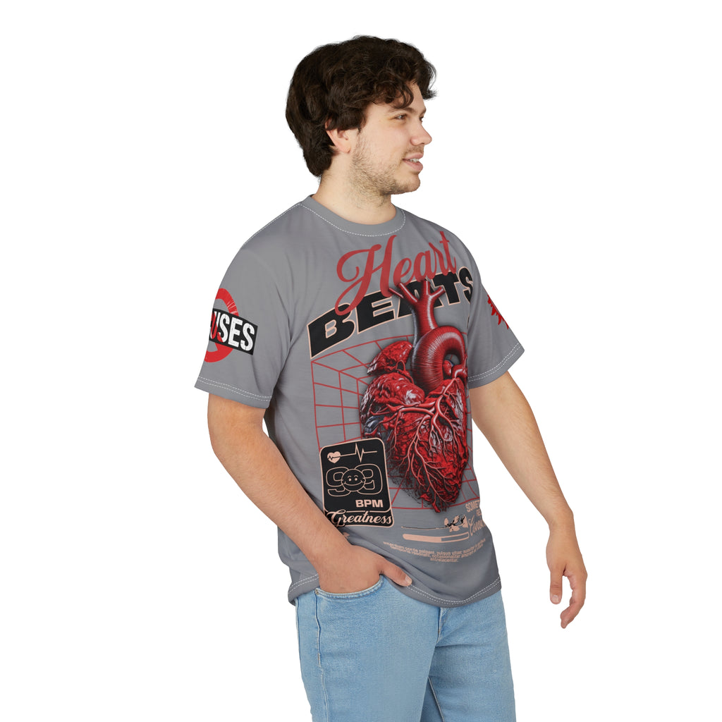 Heart Beats LD&P Apparel Design Graphic Tee Grey