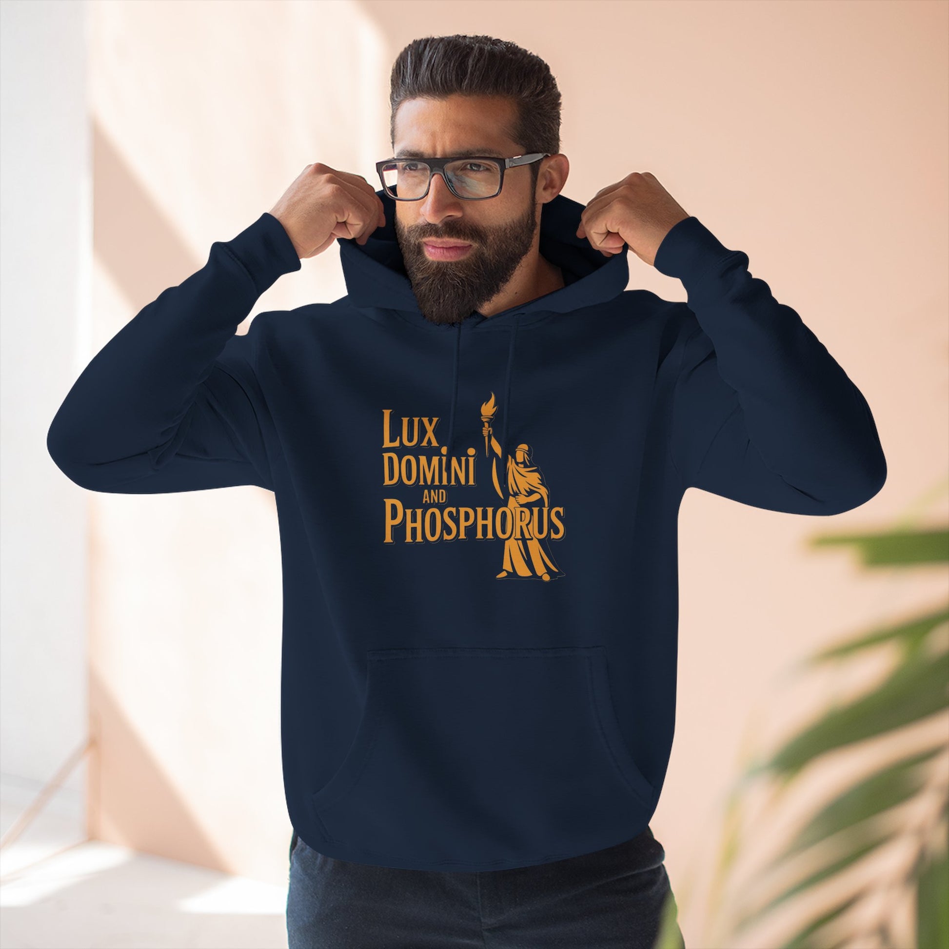Fleece Hoodie Lux Domini and Phosphorus Apparel Design