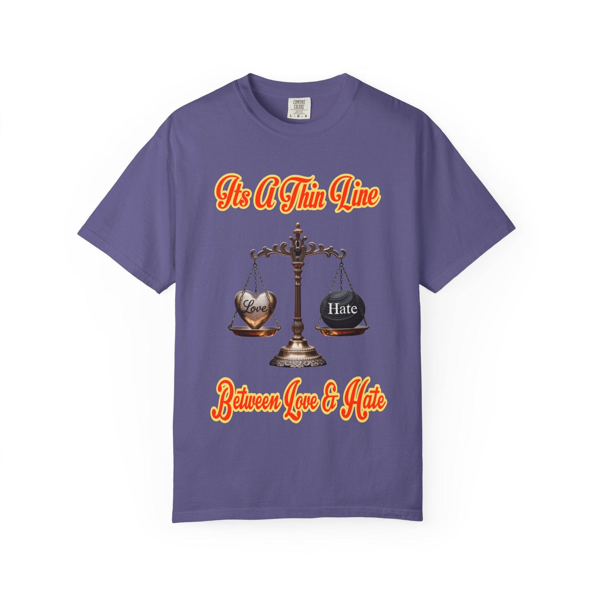 Garment-Dyed T-shirt Thin Line Love Hate LD&amp;P APPAREL Design