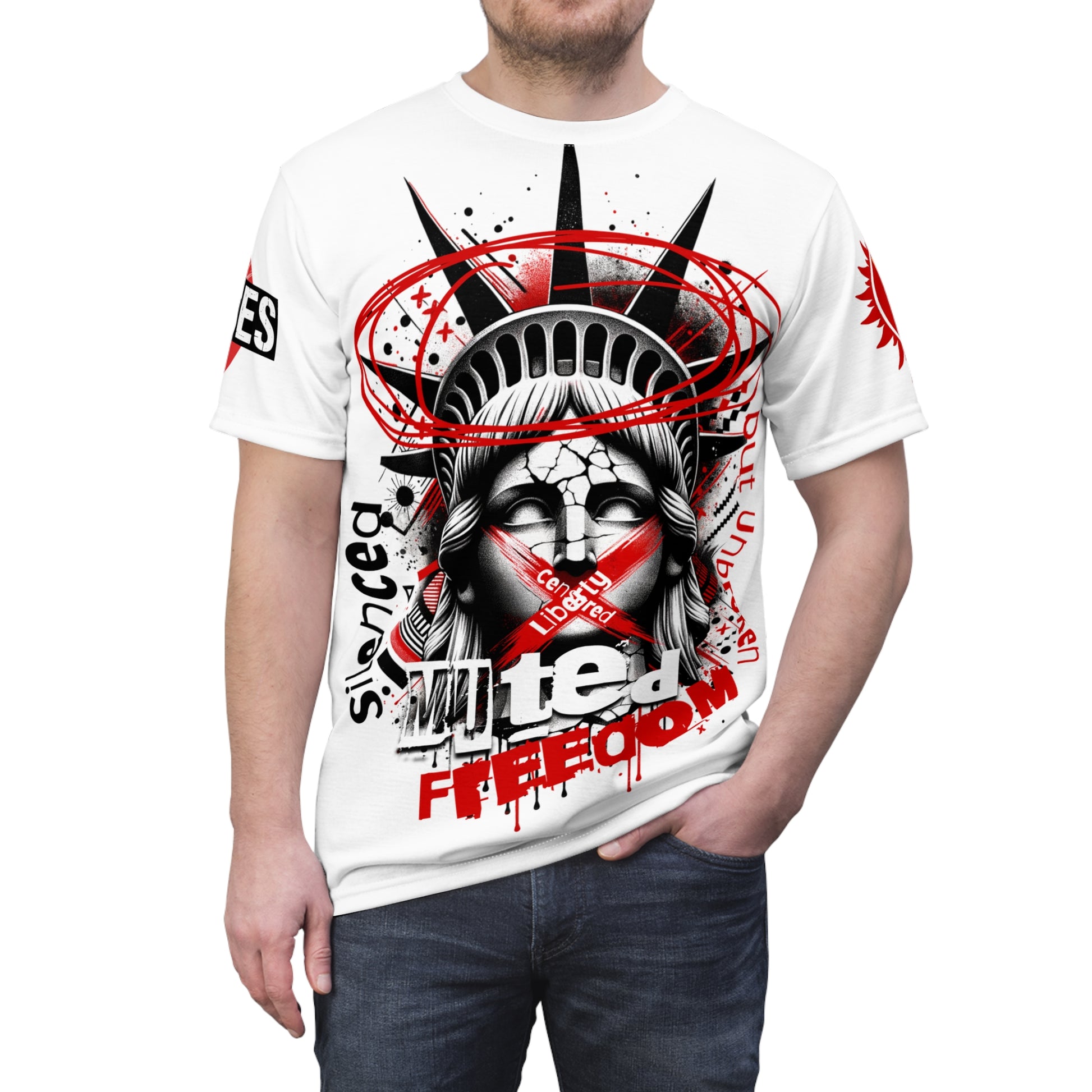 Muted Freedom LD&P APPAREL DESIGN Graphic Tee Shirt white