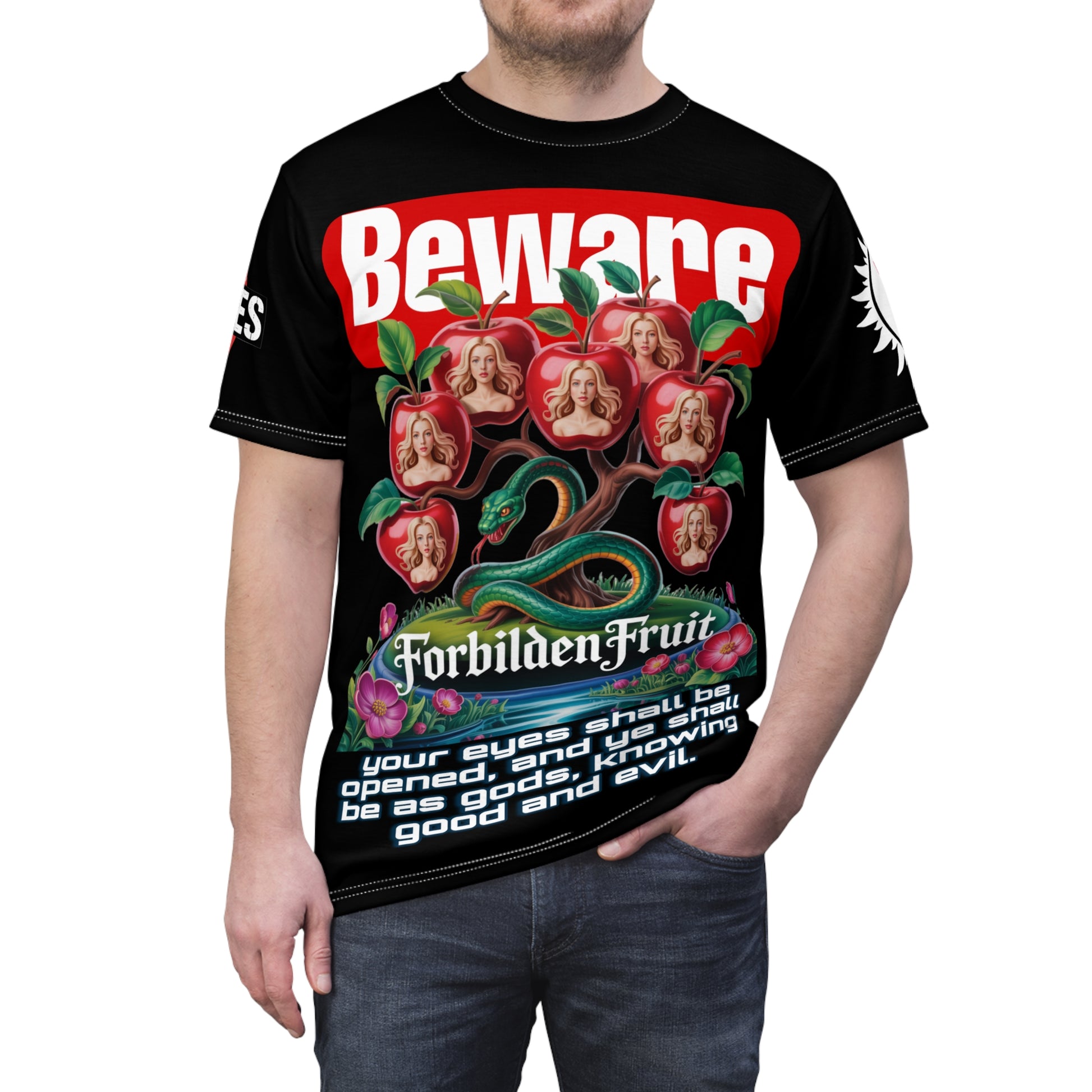 Beware Forbidden Fruit Graphic Tee LD&P APPAREL Black