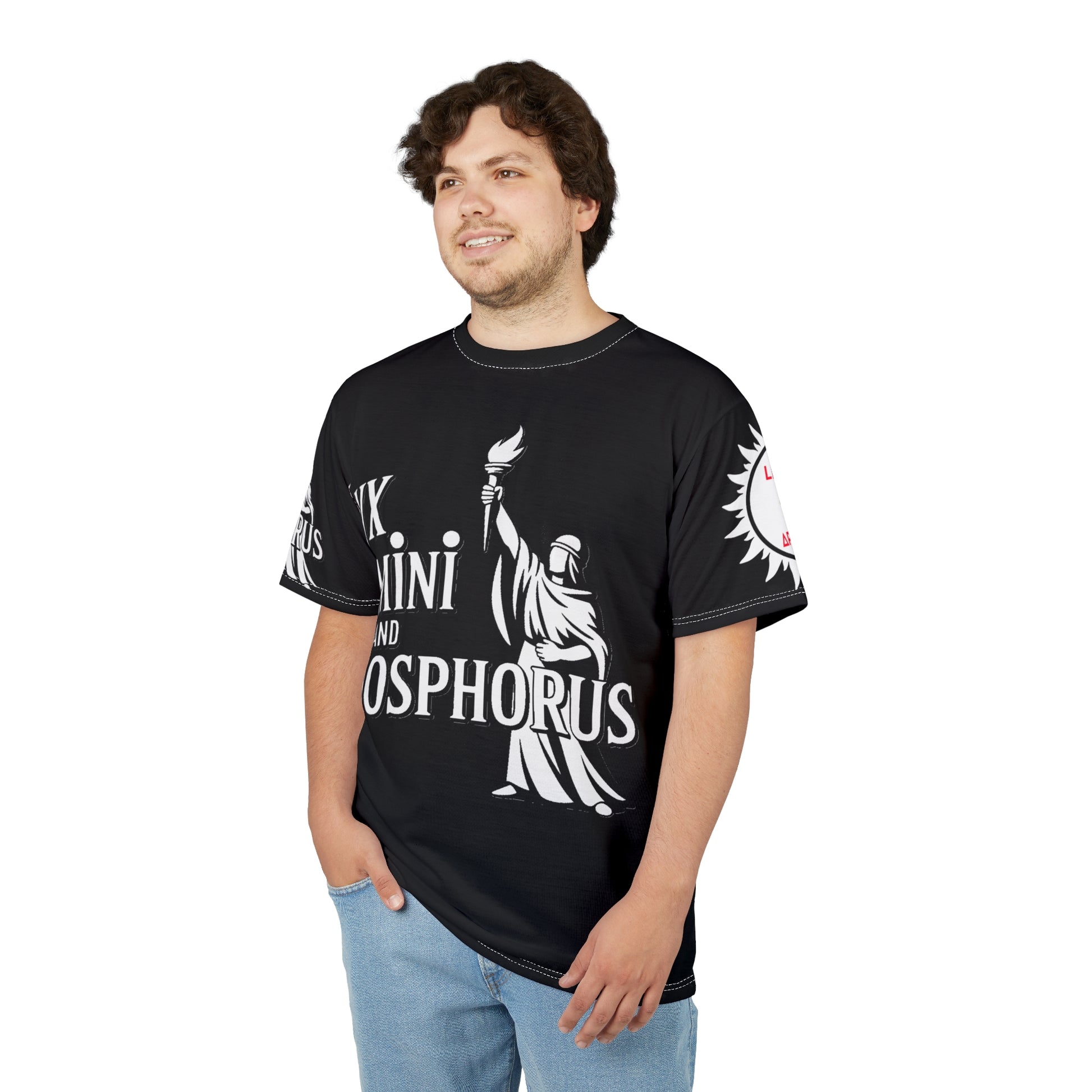 Black and white  of Unisex Tee - Lux Domini and Phosphorus LD&P Apparel Design