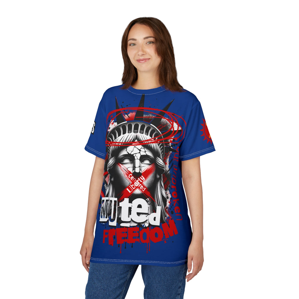 Muted Freedom LD&P APPAREL DESIGN Graphic Tee Shirt Blue