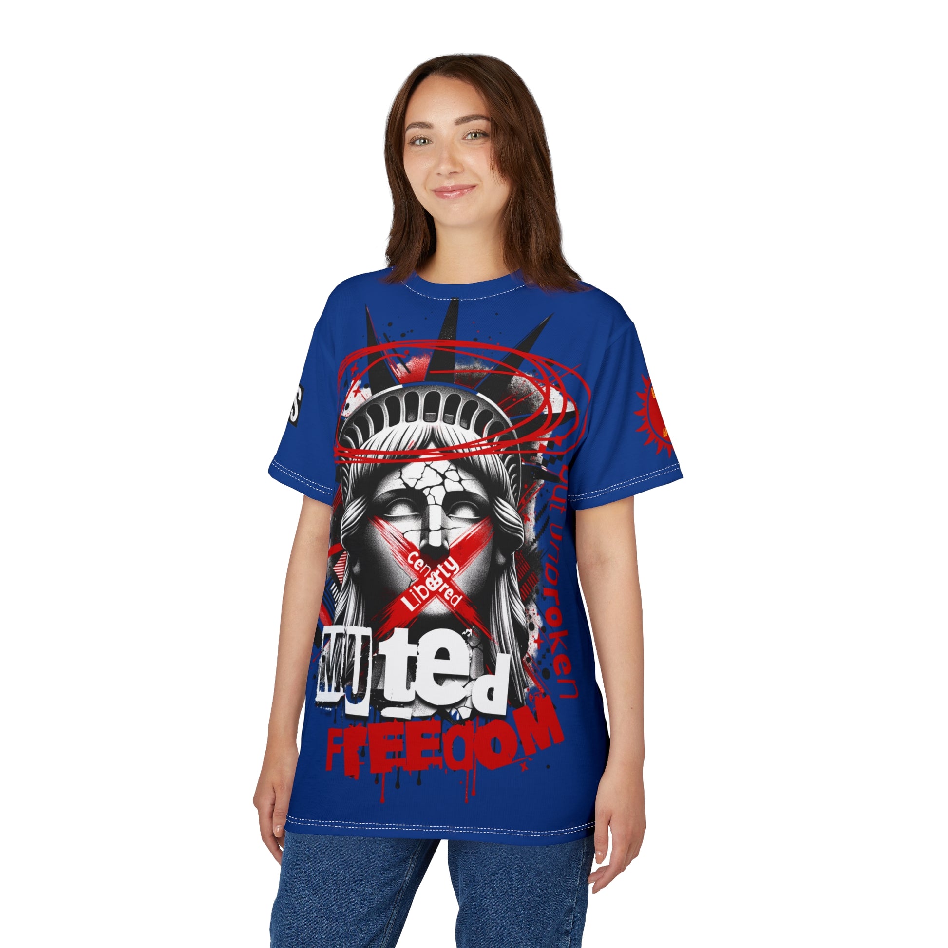 Muted Freedom LD&P APPAREL DESIGN Graphic Tee Shirt Blue