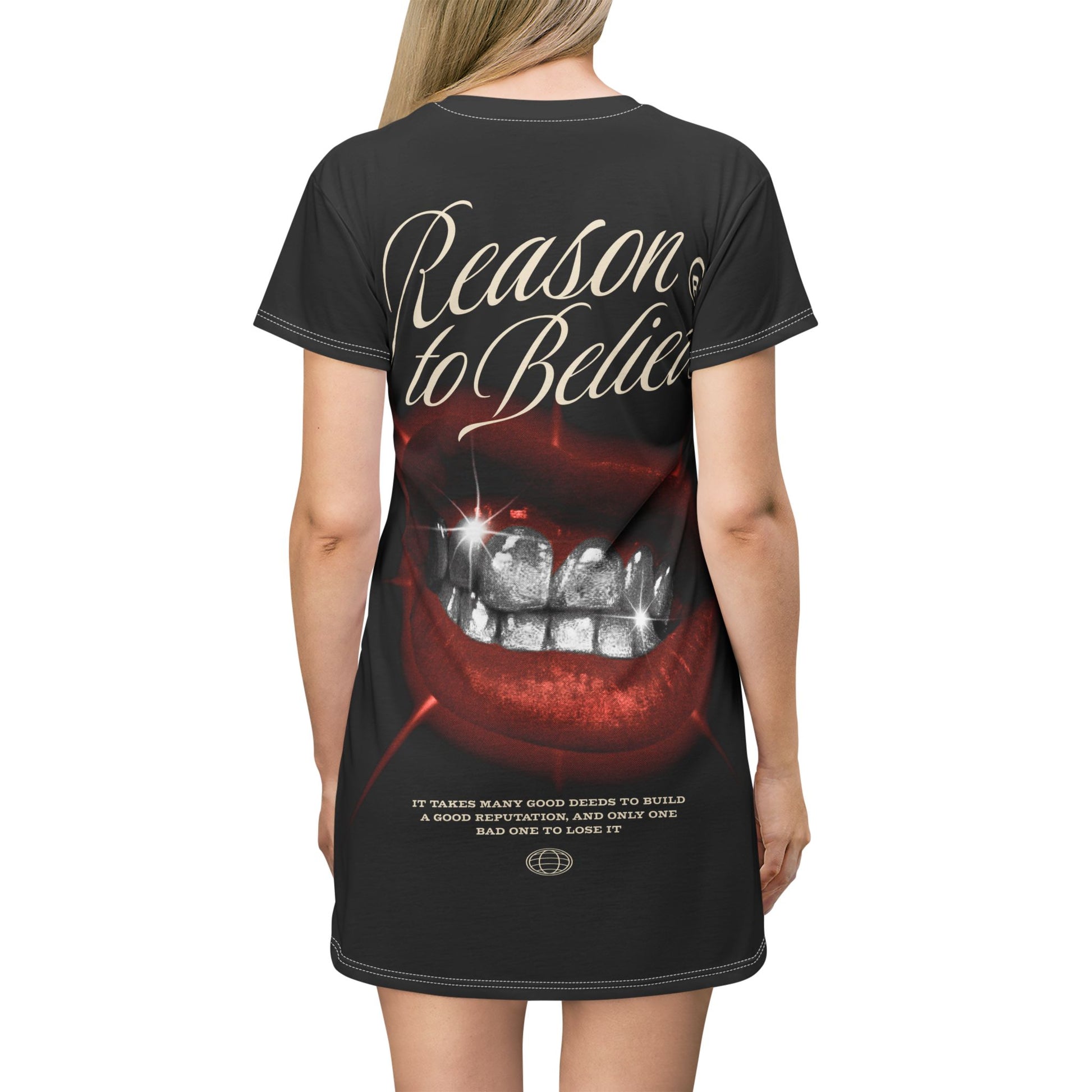 T-Shirt Dress - Reasons to Believe Graphic Print