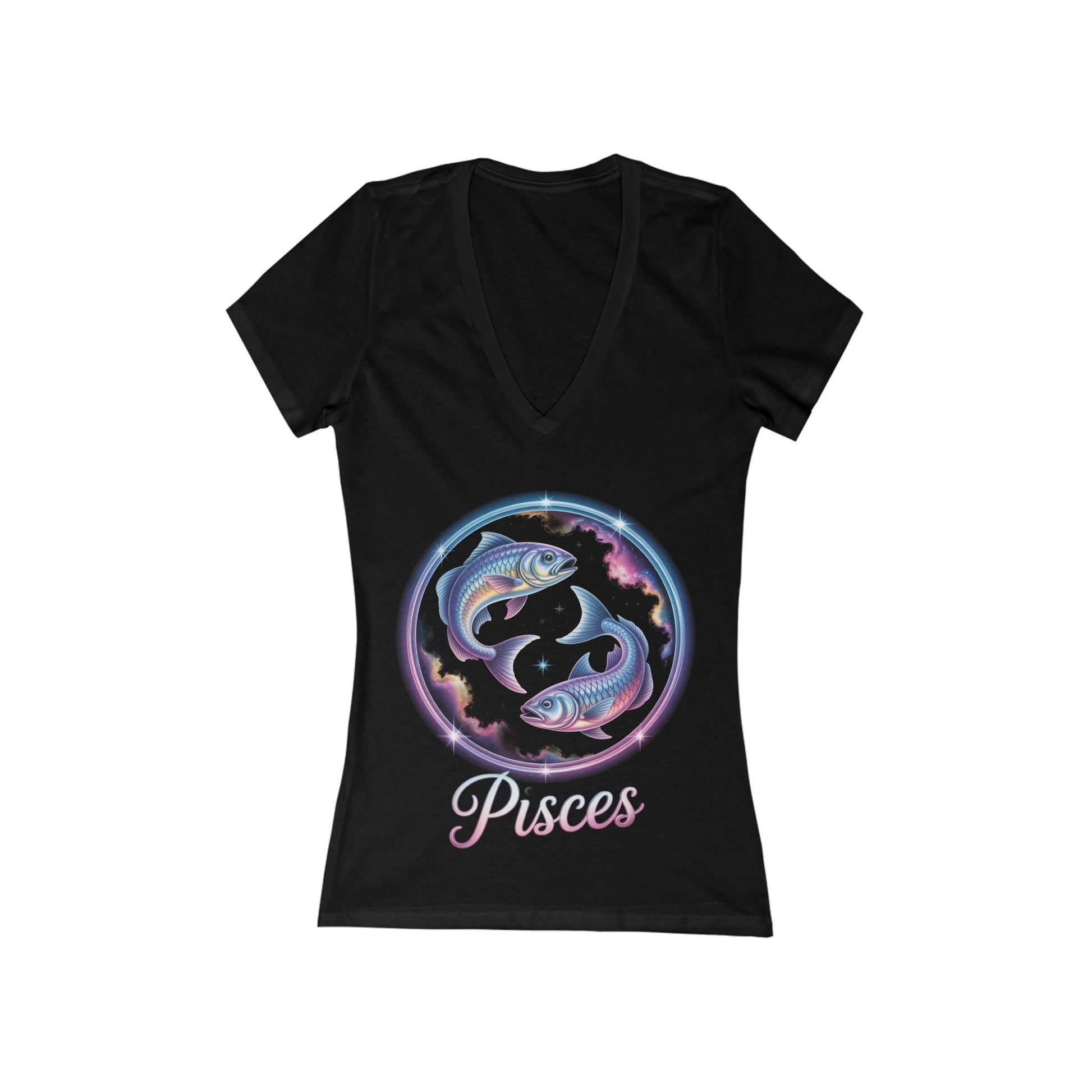 Pisces Zodiac V‑Neck Tee — Feminine Horoscope Fish Graphic Shirt