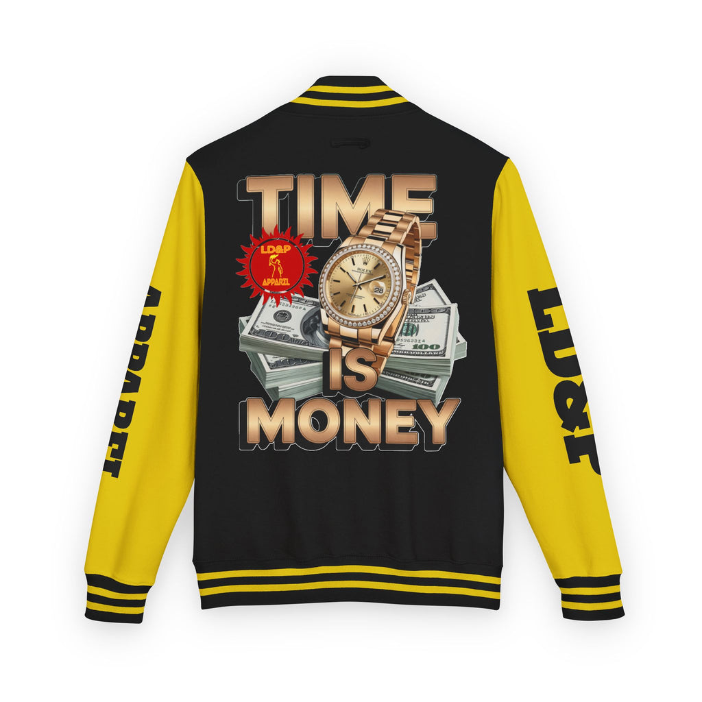 Unisex Heavyweight Letterman Jacket – Time is Money Design