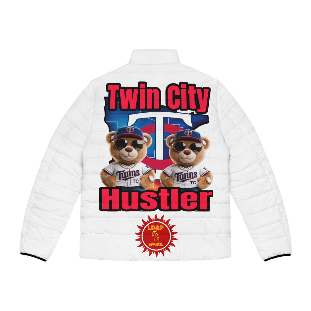 White Puffer Jacket Hoodie - Twin City HUSTLER LD&P APPAREL DESIGN