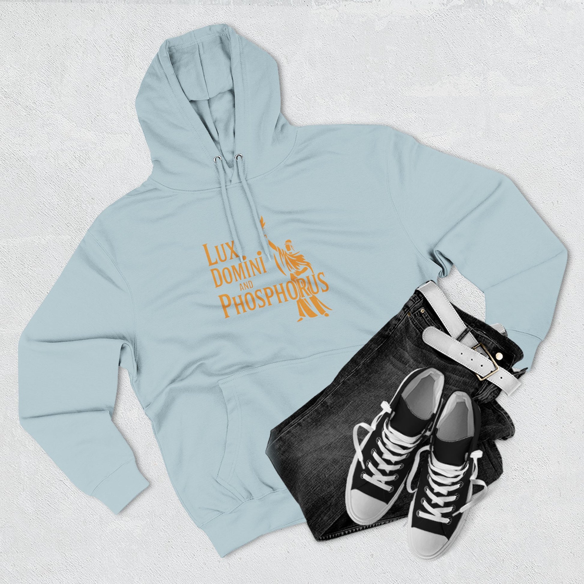 Fleece Hoodie Lux Domini and Phosphorus Apparel Design