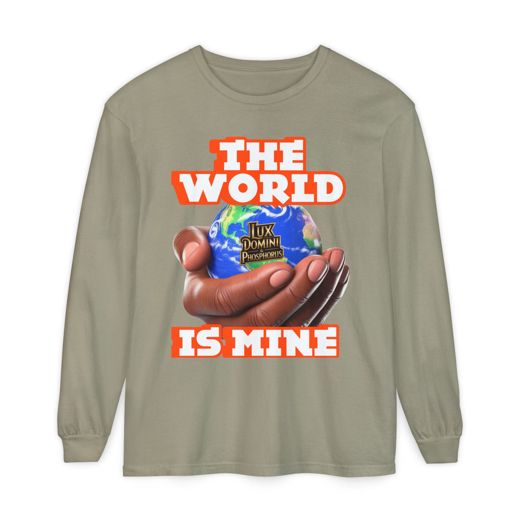 Garment-dyed Long Sleeve T-Shirt - The World Is Mine