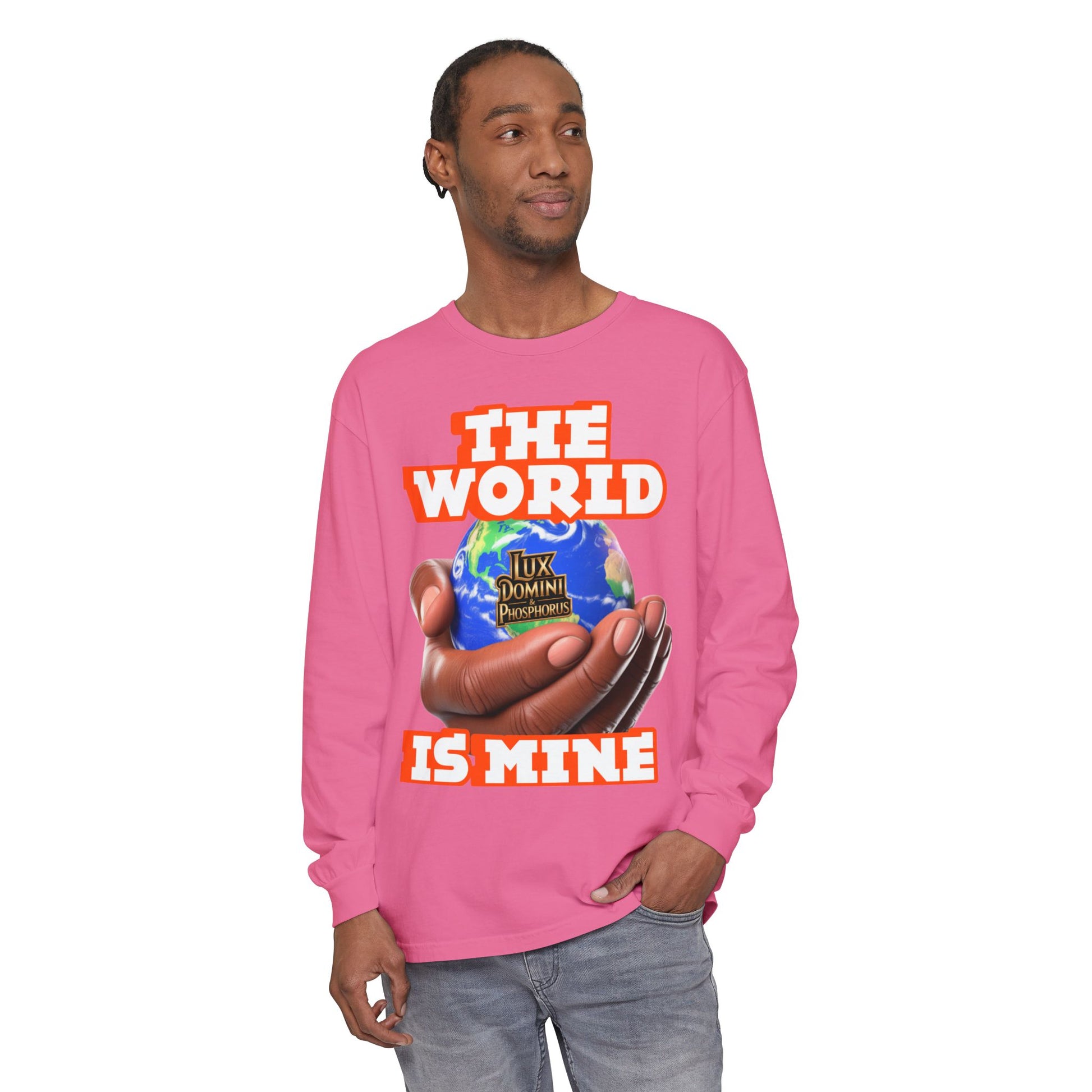 Garment-dyed Long Sleeve T-Shirt - The World Is Mine