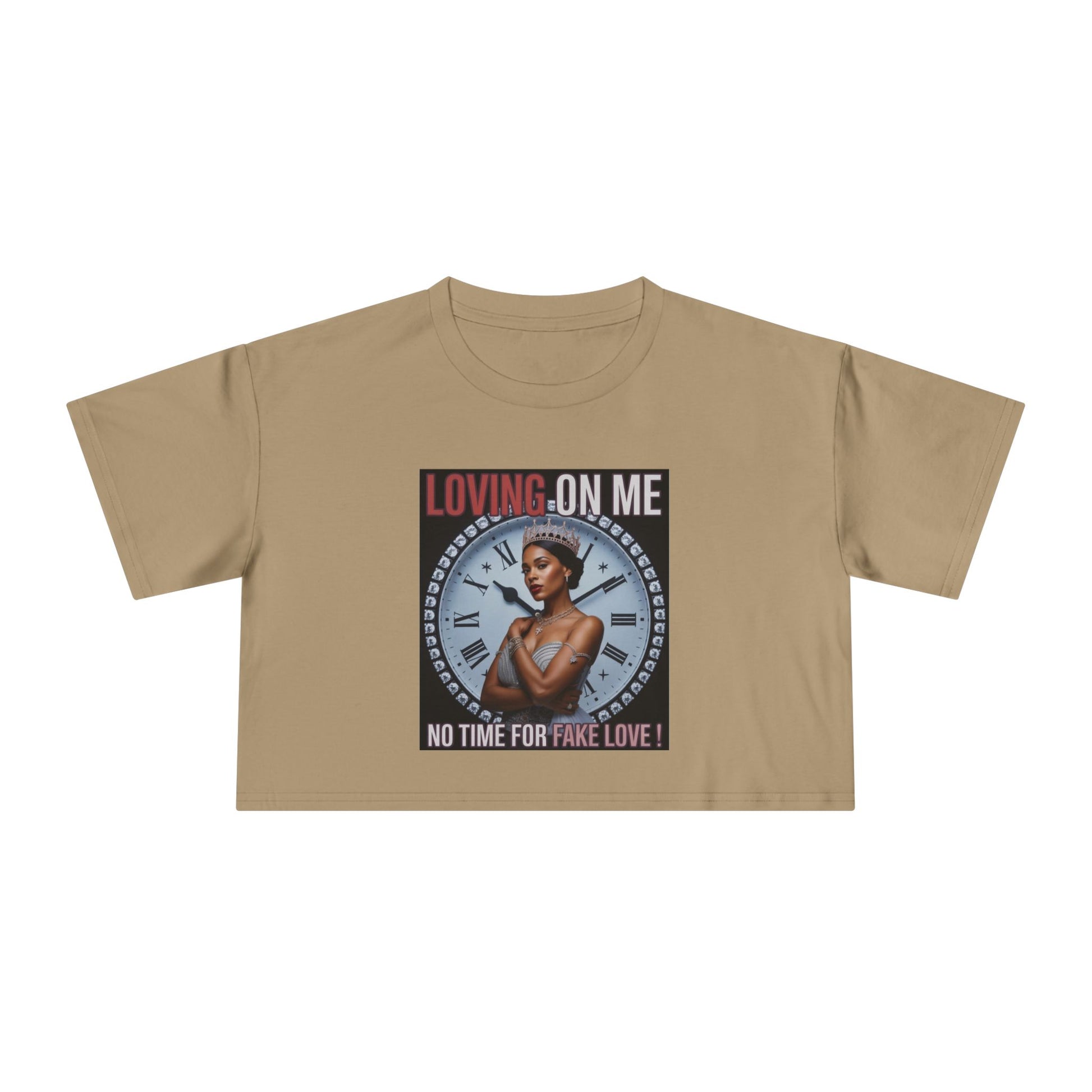Loving On Me Crop Tee — "No Time for Fake Love" Women's Graphic Tee