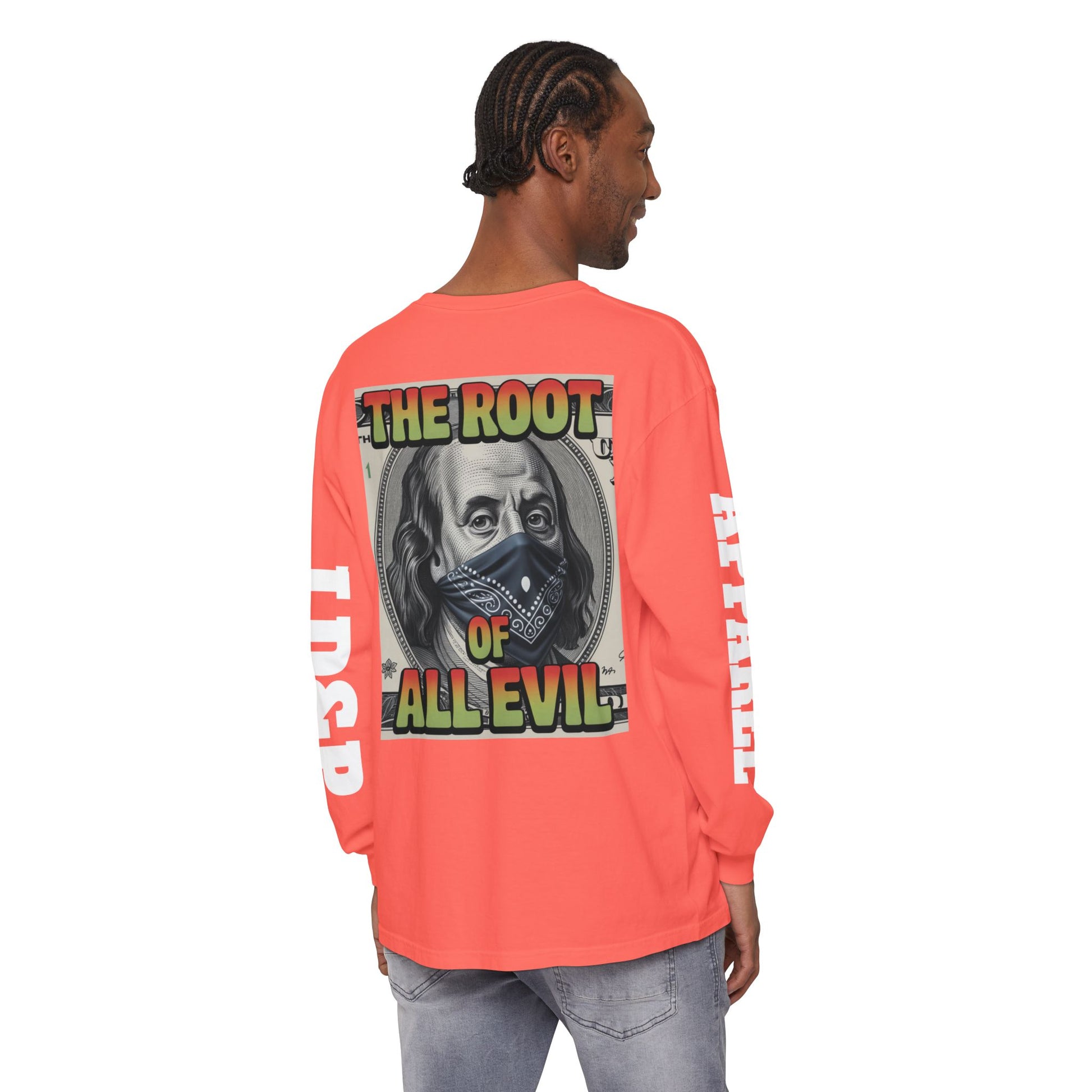 Garment-Dyed Long Sleeve T-Shirt The Root of Evil
