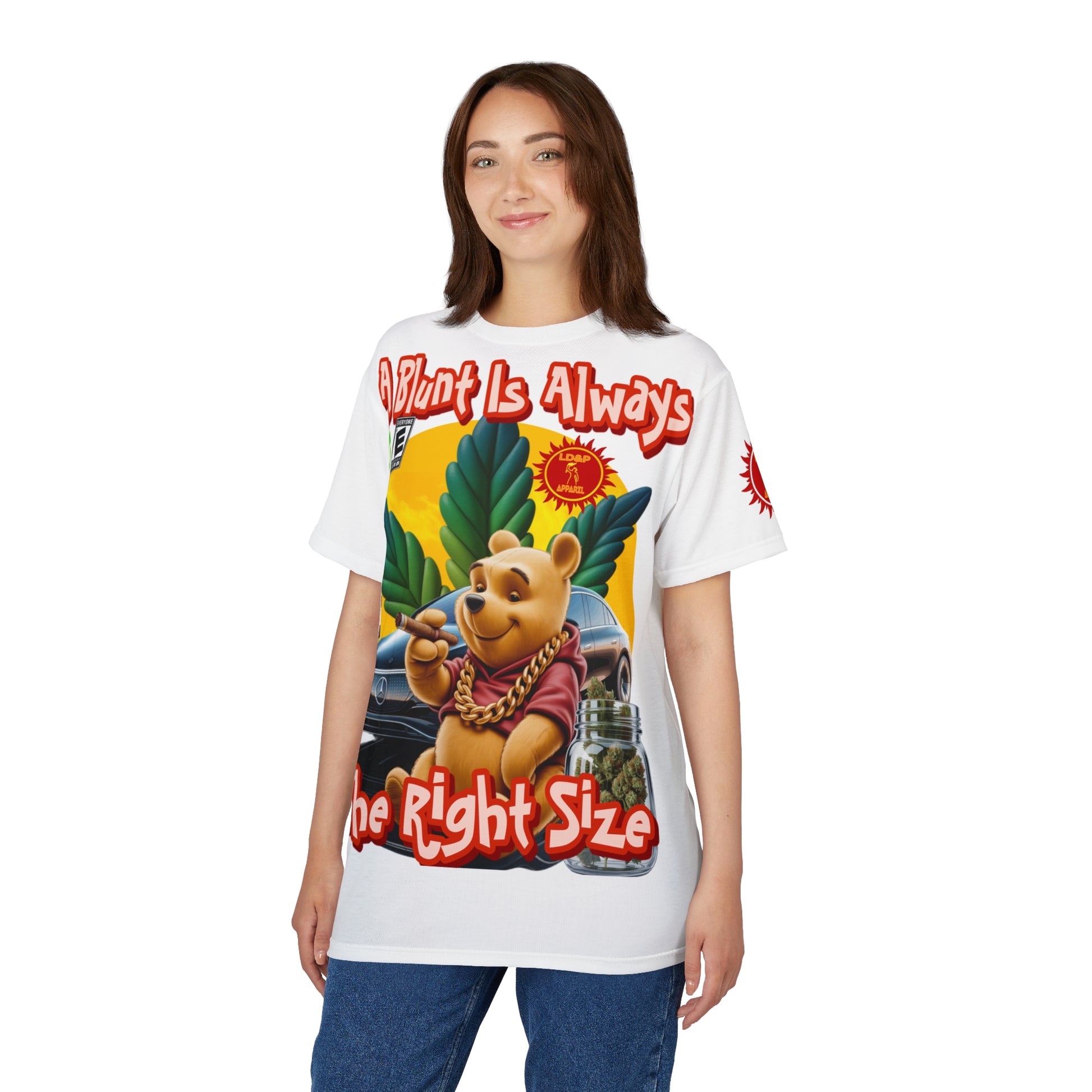 Cannabis Graphic Tee — "A Blunt Is Always The Right Size" LD&P APPAREL white