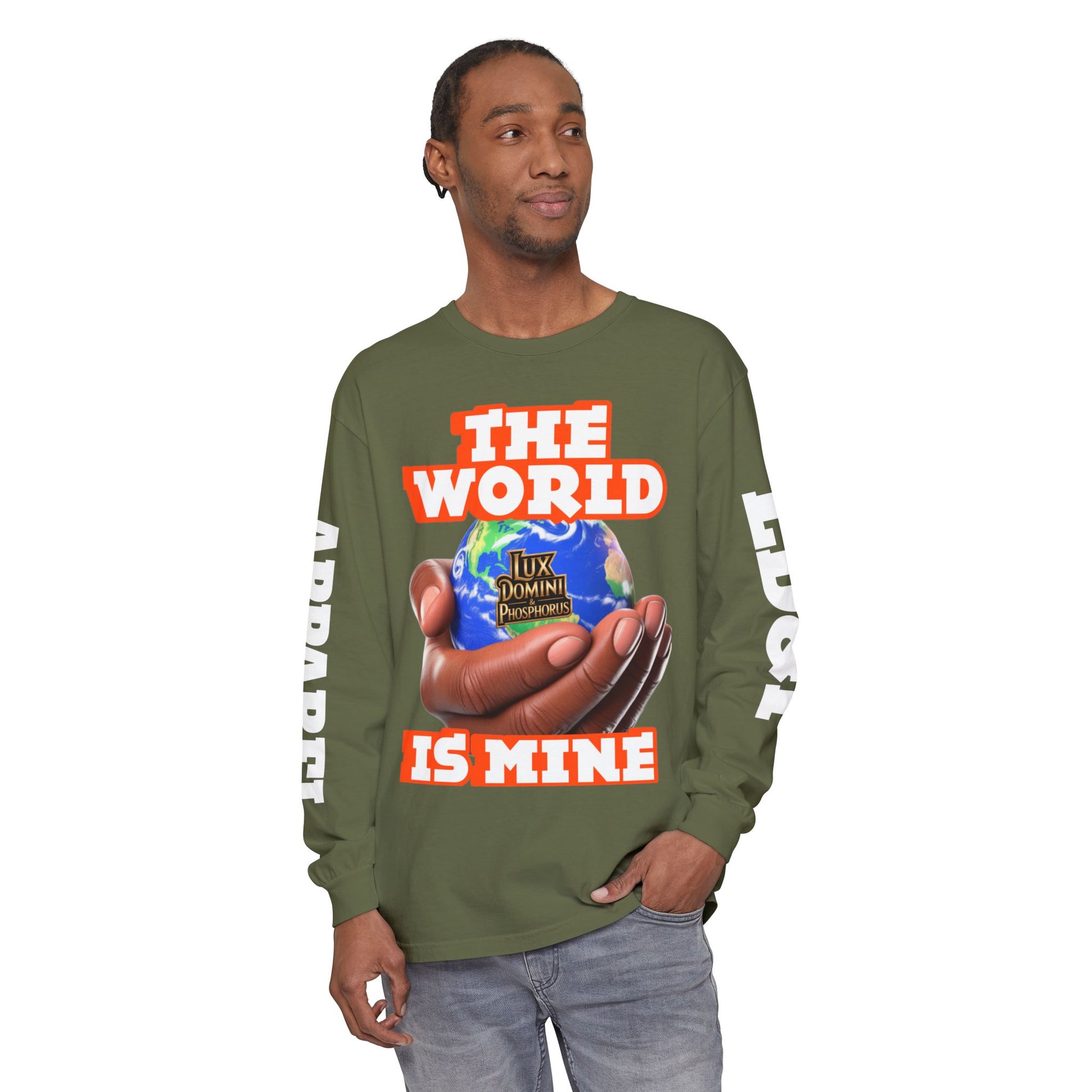 Garment-dyed Long Sleeve T-Shirt - The World Is Mine