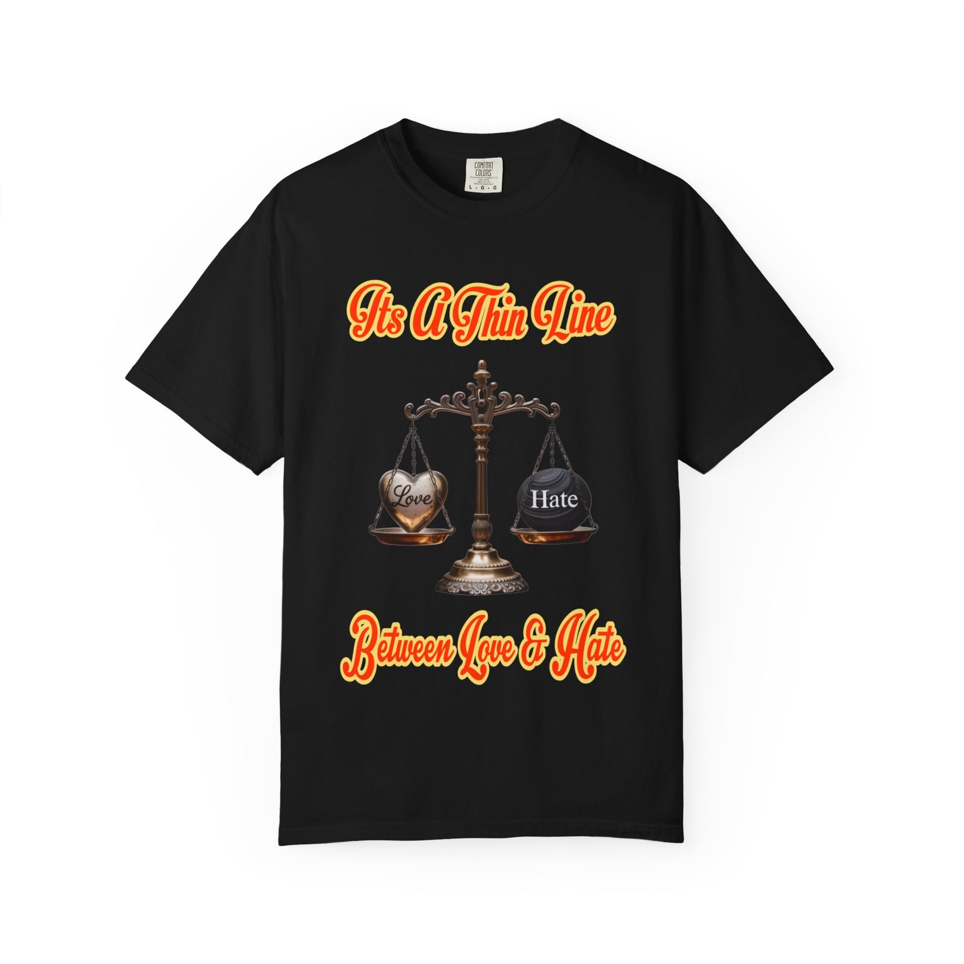 Garment-Dyed T-shirt Thin Line Love Hate LD&amp;P APPAREL Design
